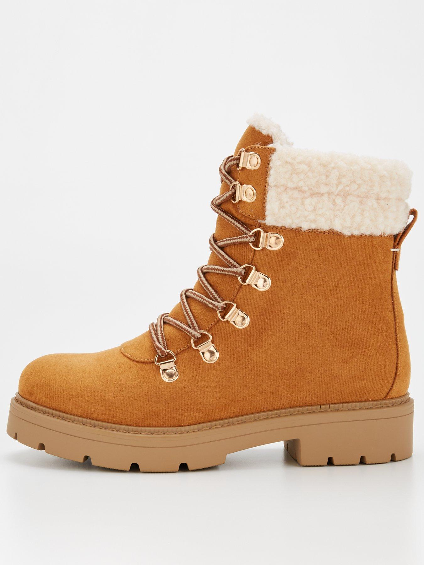 undefined Extra Wide Fit Tan Ankle Hiker Boot - Brown