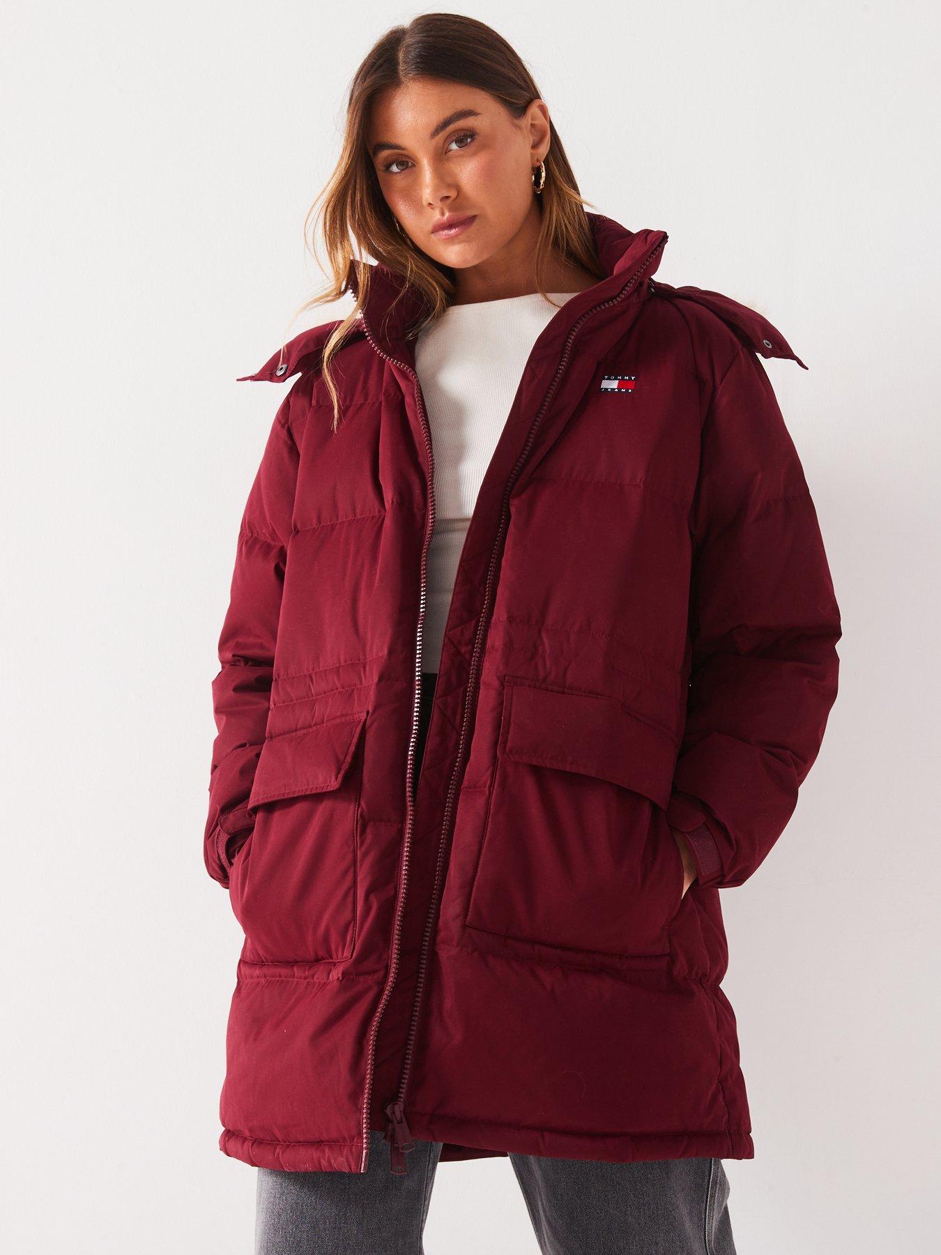 Image 1 of 6 of Tommy Jeans Alaska Mid-Length Padded Jacket - Red