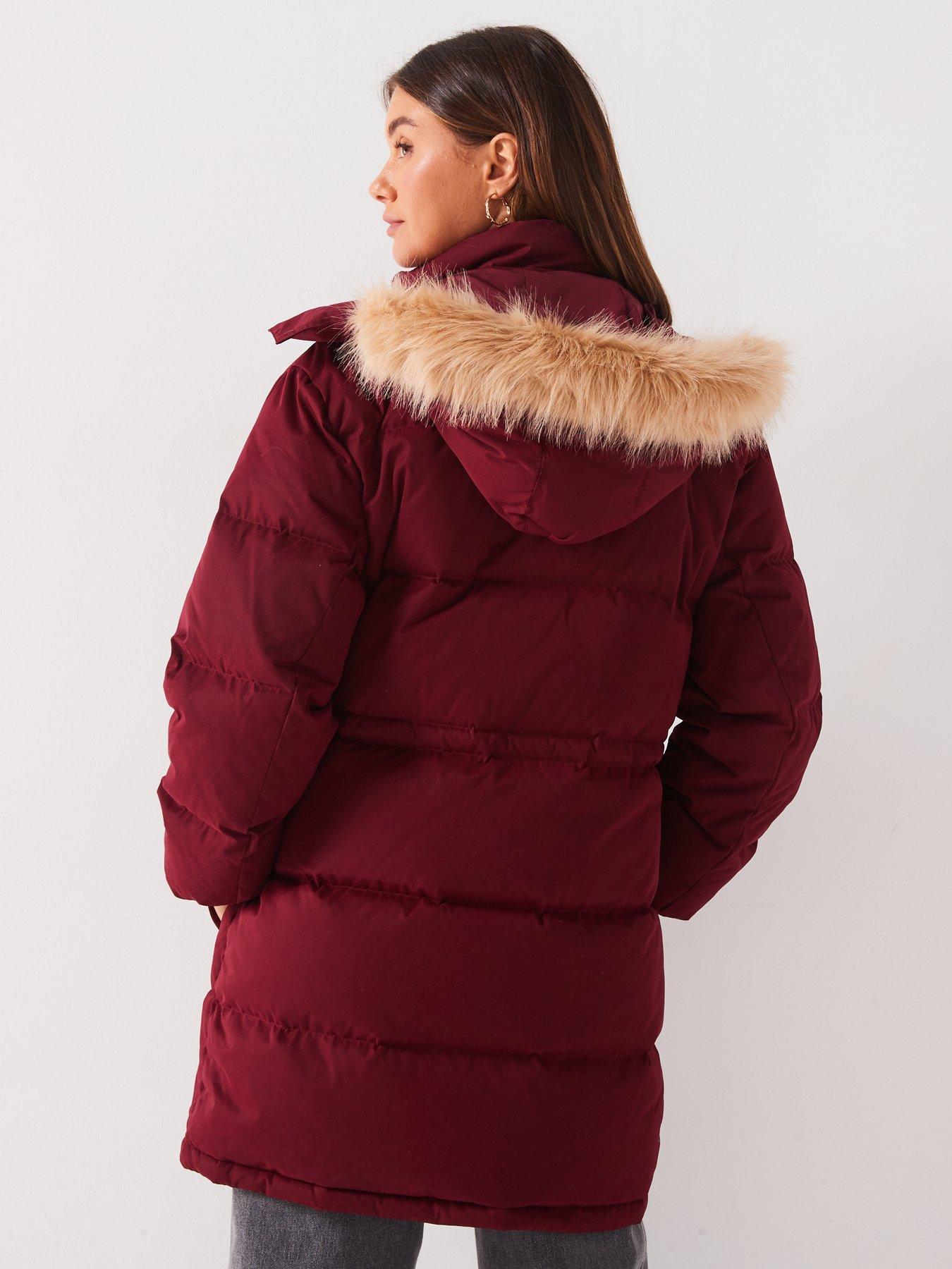 Image 5 of 6 of Tommy Jeans Alaska Mid-Length Padded Jacket - Red