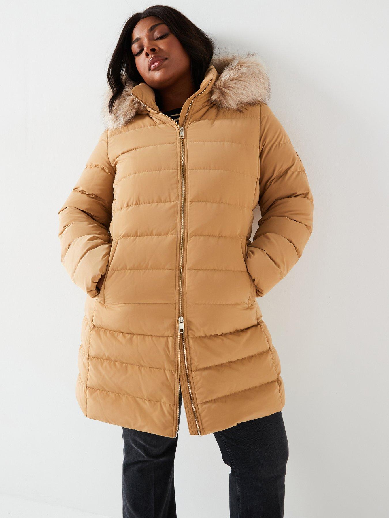 undefined Plus Tyra Heritage Coat With Fur - Beige