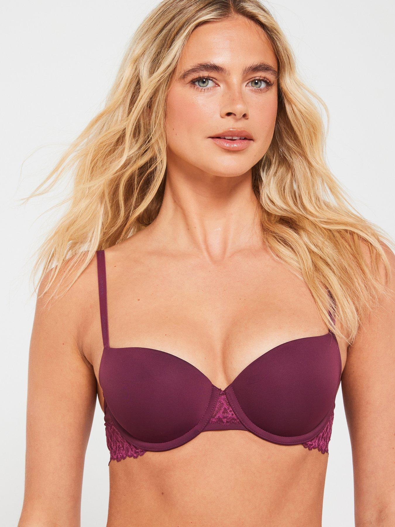 undefined Lightly Lined Balconette Lace Bra - Red