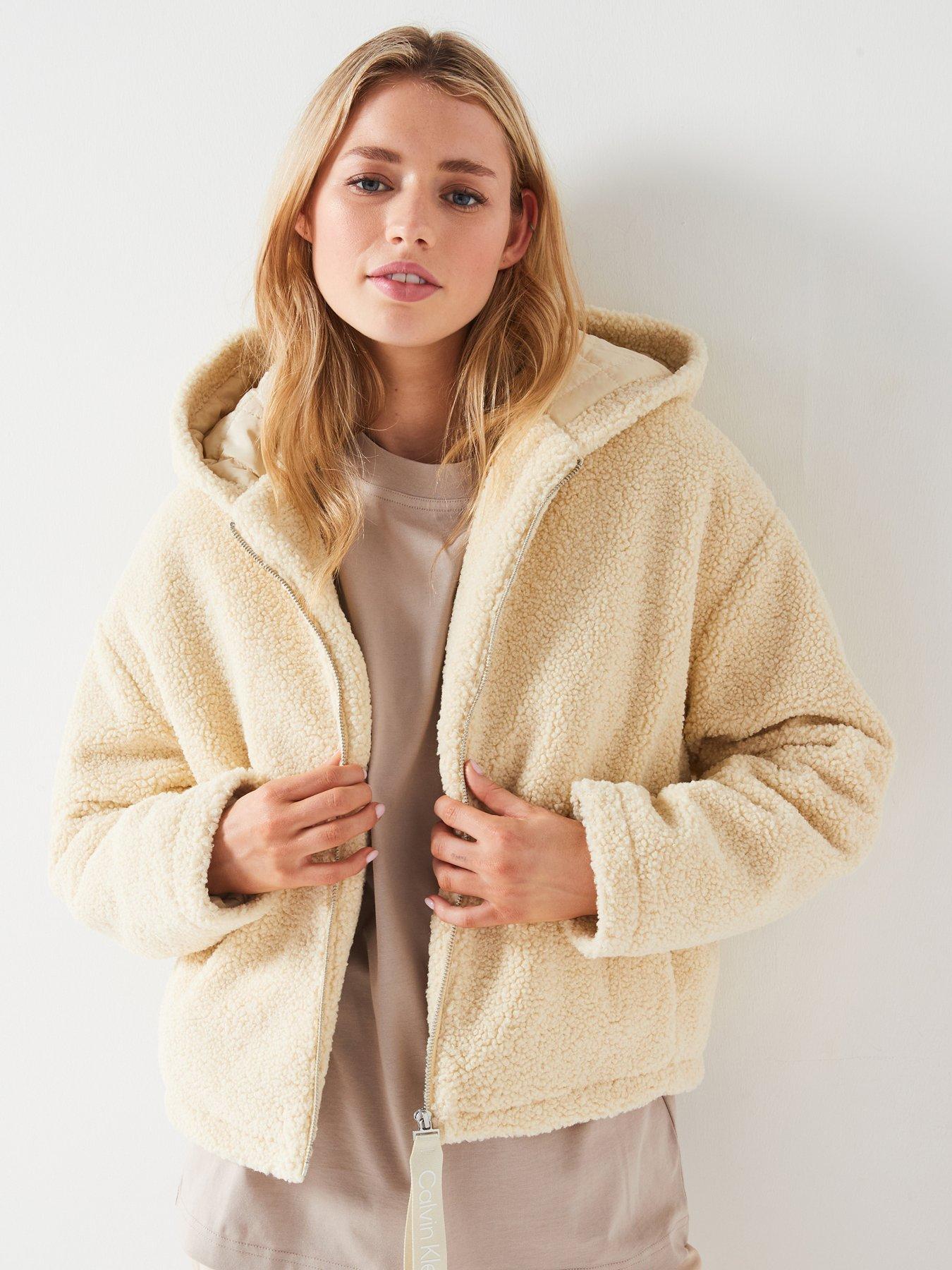 undefined Sherpa Zip Through Hoodie - Cream
