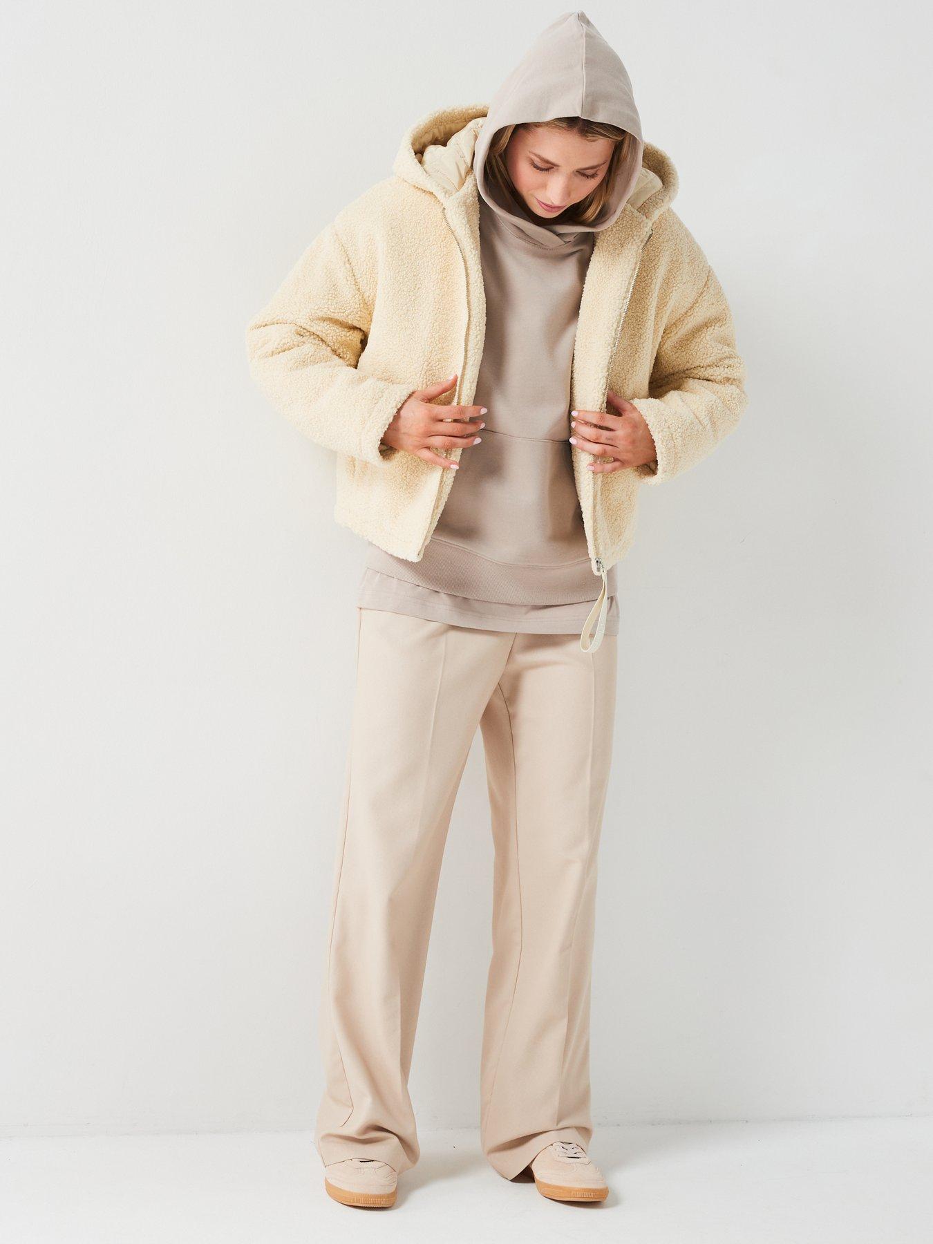 Calvin Klein Jeans Sherpa Zip Through Hoodie Cream Very