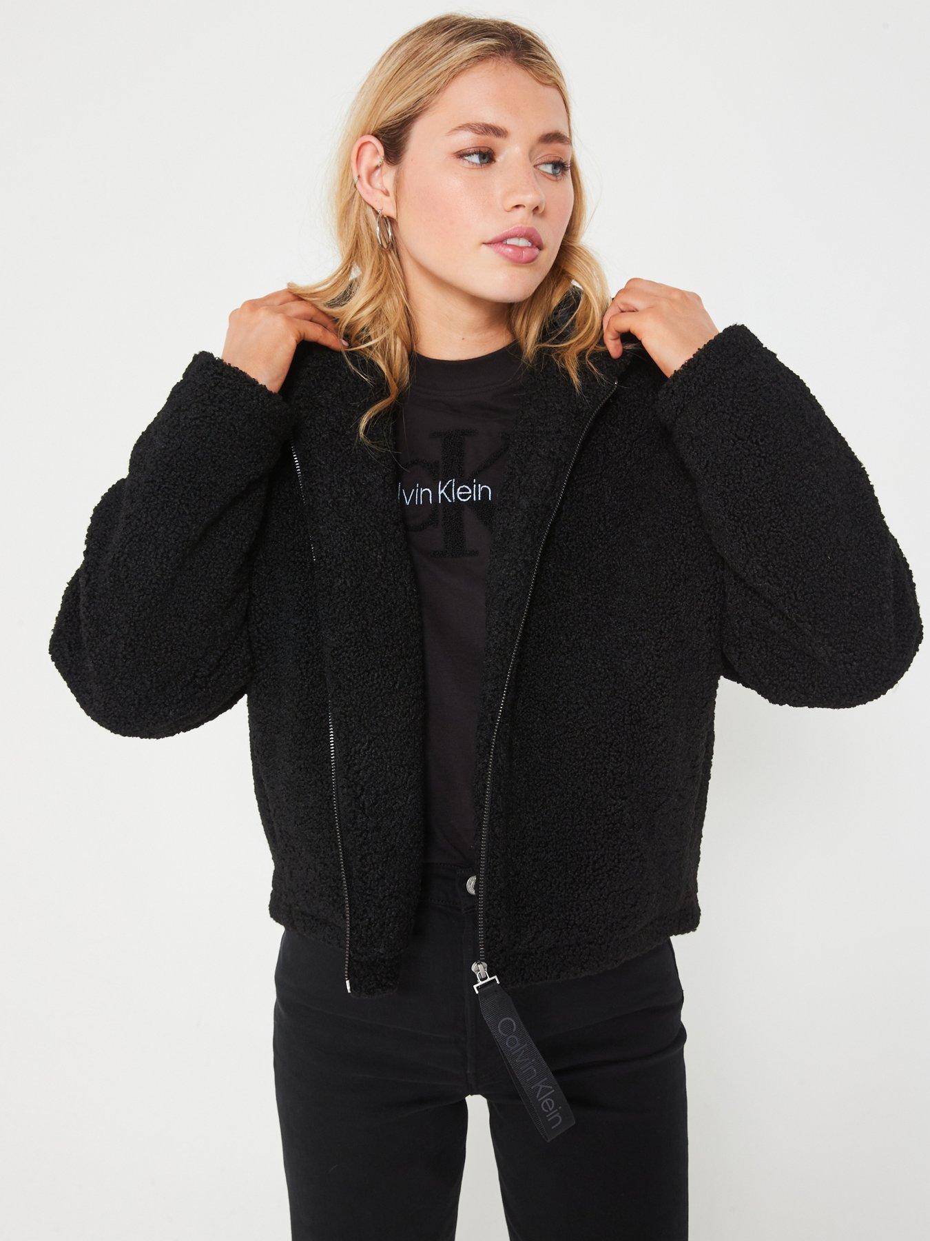 Calvin Klein Jeans Sherpa Zip Through Hoodie Black Very
