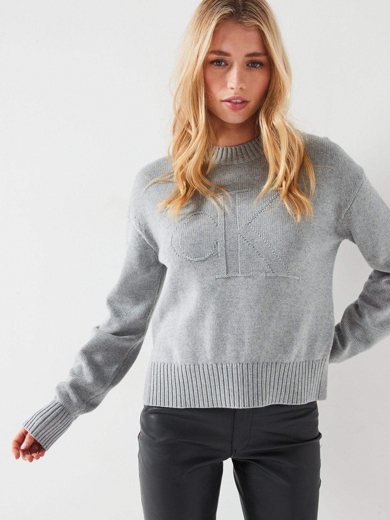 Image 1 of 5 of Calvin Klein Jeans Tonal Logo Jumper - Grey