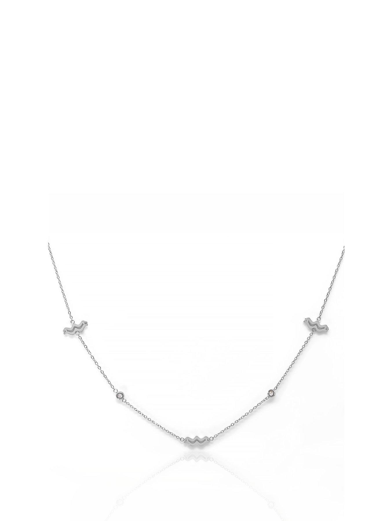 Product photograph of Say It With Silver Zodiac Necklace With Cz Stones from very.co.uk