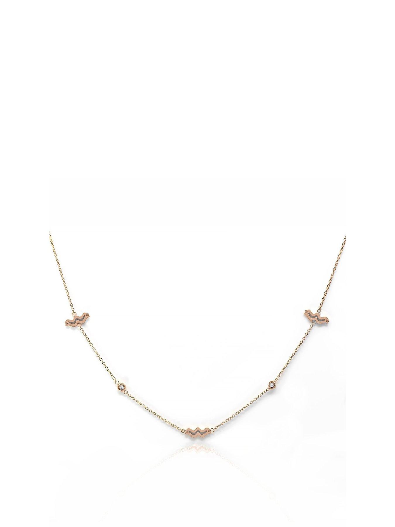 Product photograph of Say It With Rose Gold Zodiac Necklace With Cz Stones from very.co.uk