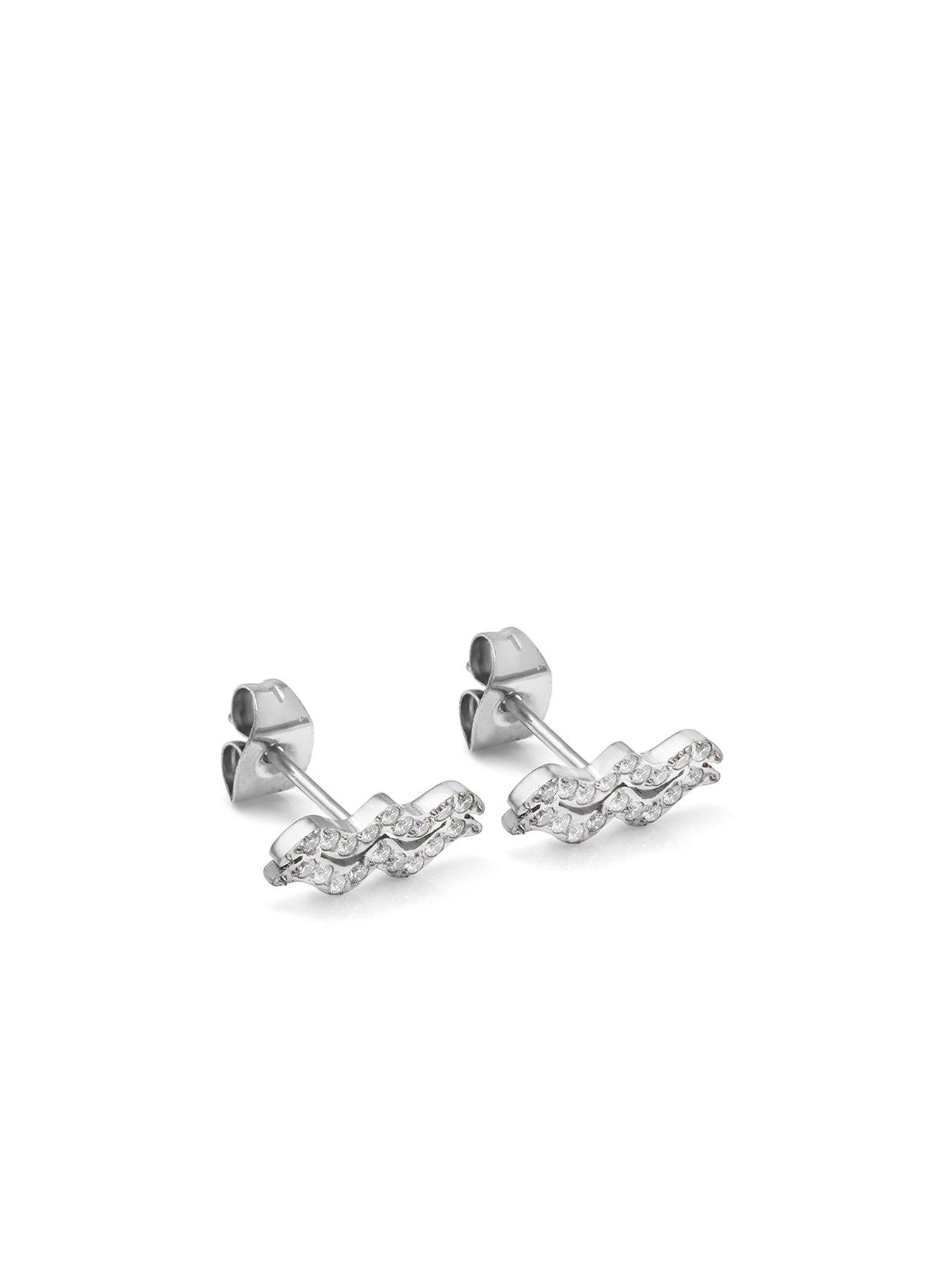 Image 1 of 7 of Say It With Silver Zodiac Earrings With CZ Stones