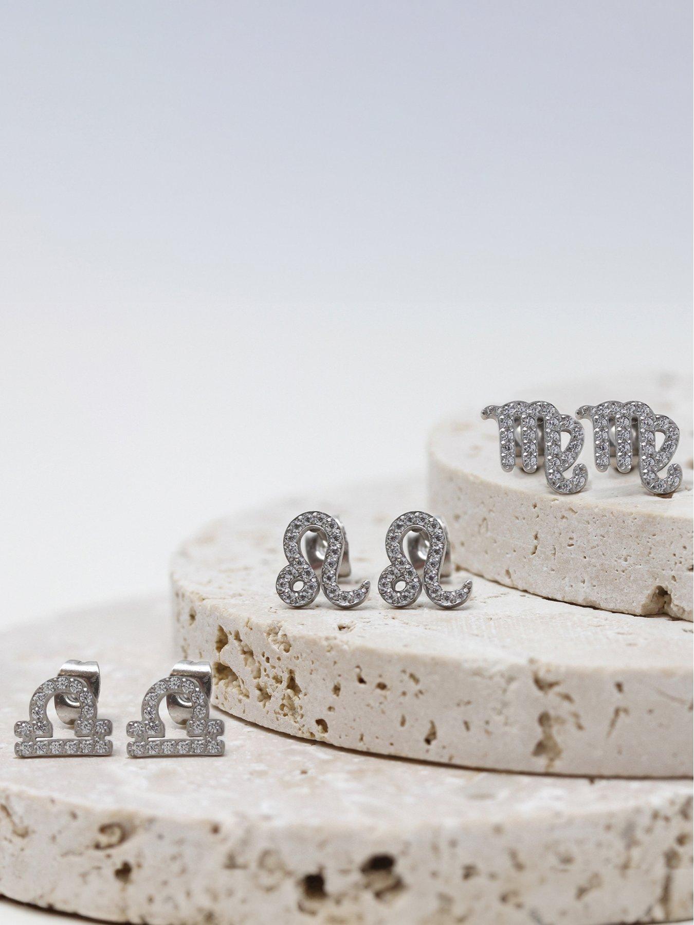 Image 4 of 7 of Say It With Silver Zodiac Earrings With CZ Stones