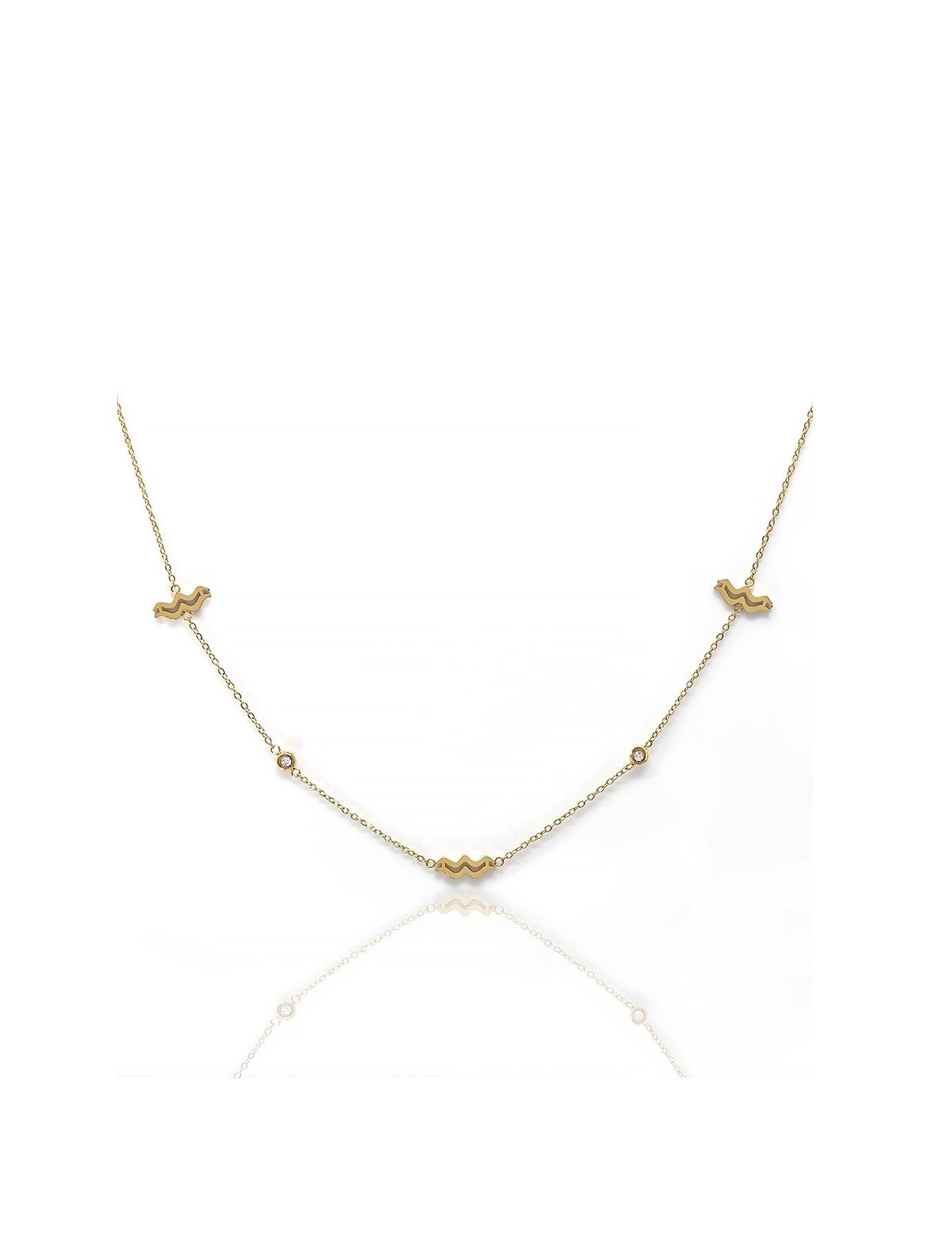 Product photograph of Say It With Gold Zodiac Necklace With Cz Stones from very.co.uk