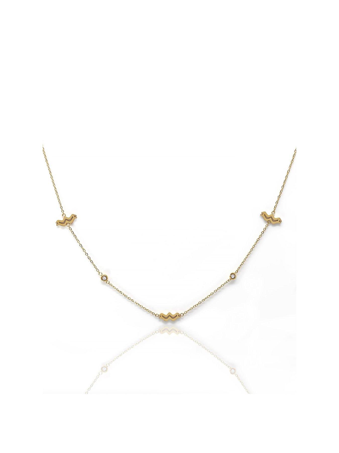 undefined Gold Zodiac Necklace With Cz Stones