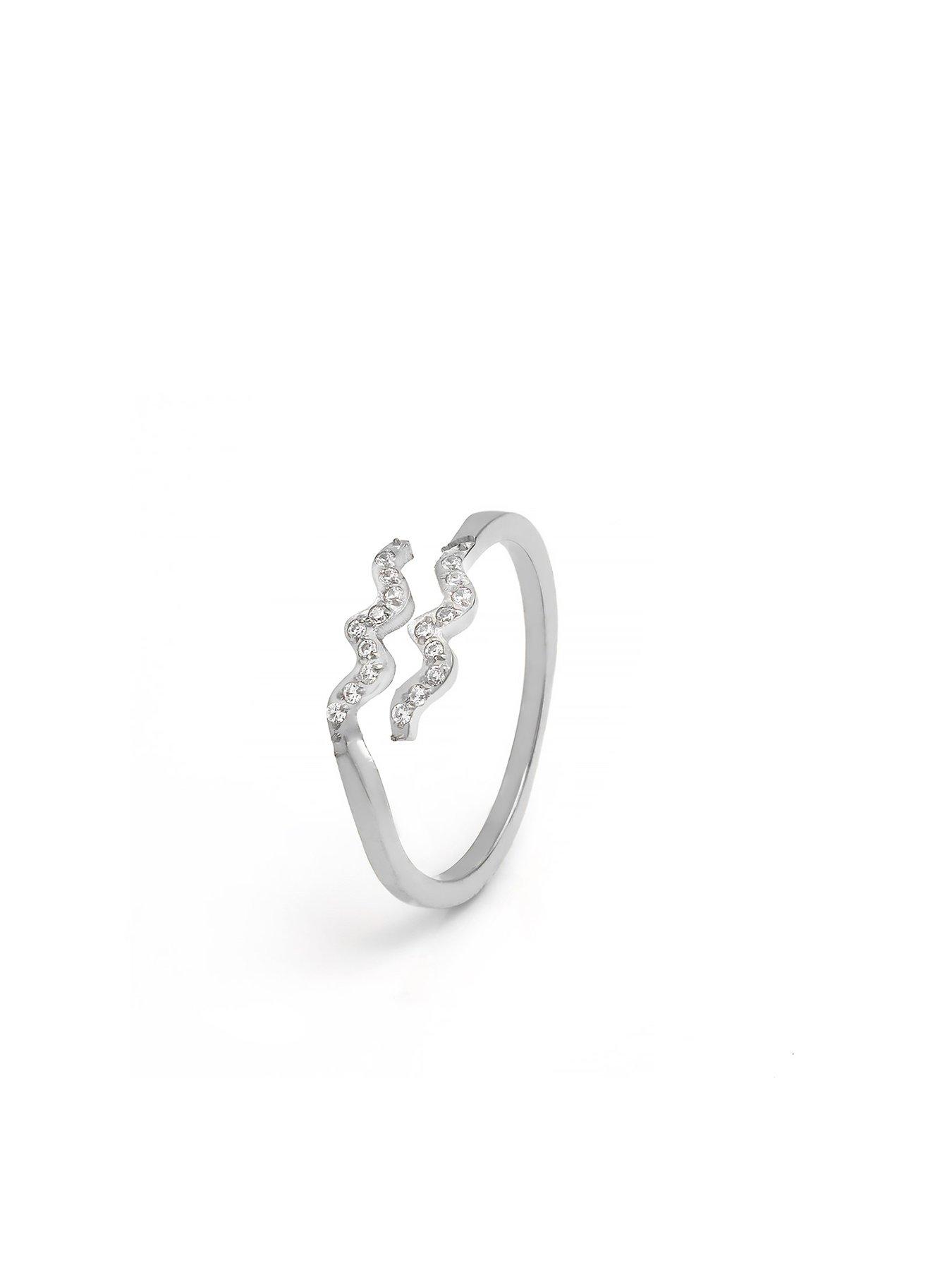 Product photograph of Say It With Silver Zodiac Rings With Cz Stones from very.co.uk