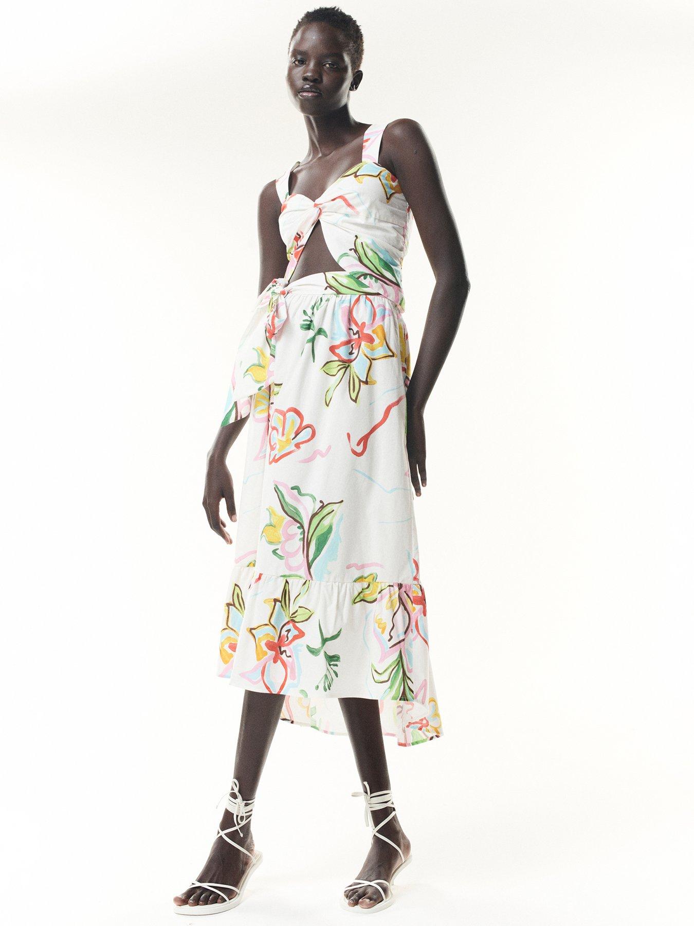 undefined Tess Painted Floral Midi Wrap Skirt