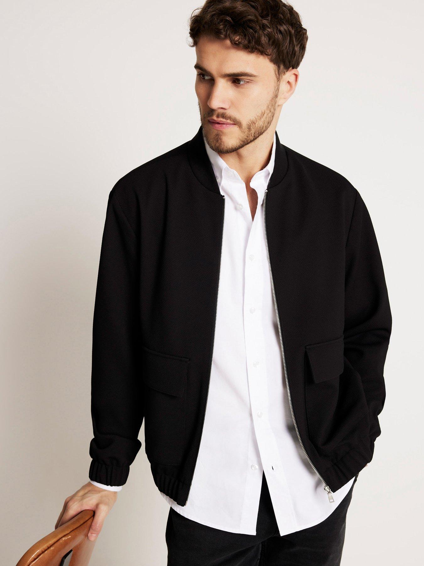 River Island Jersey Bomber Jacket Black Very