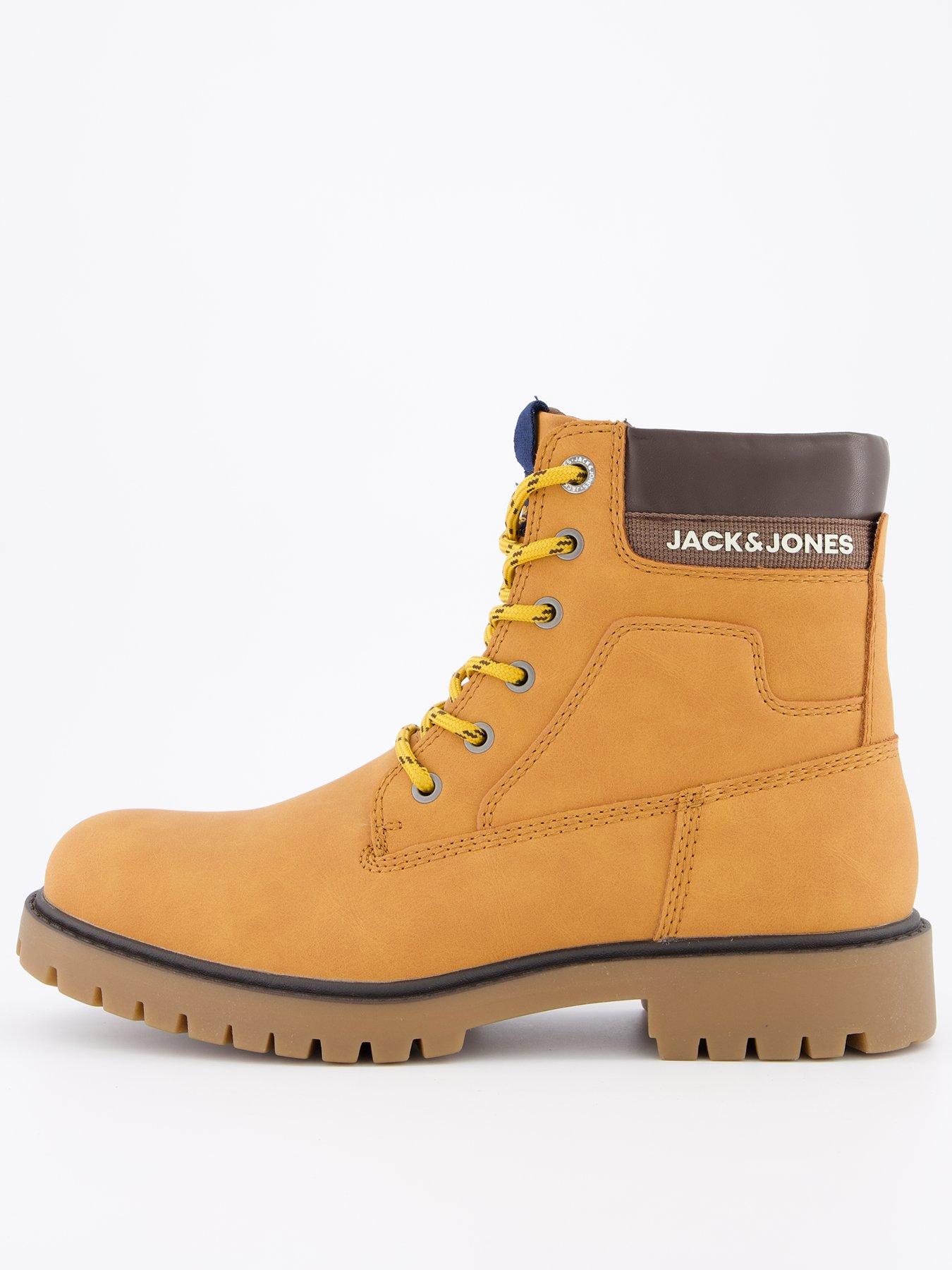 undefined Faux Leather Lace Up Worker Boots - Light Brown