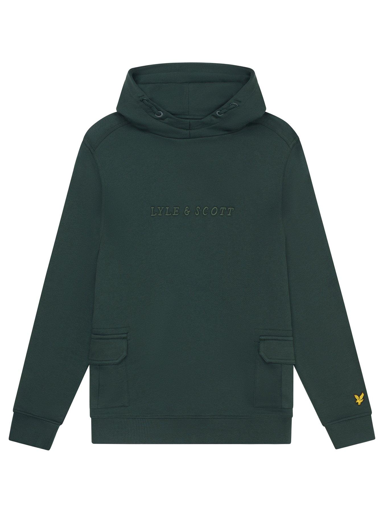 lyle & scott boys cargo pocket hoodie - dark green