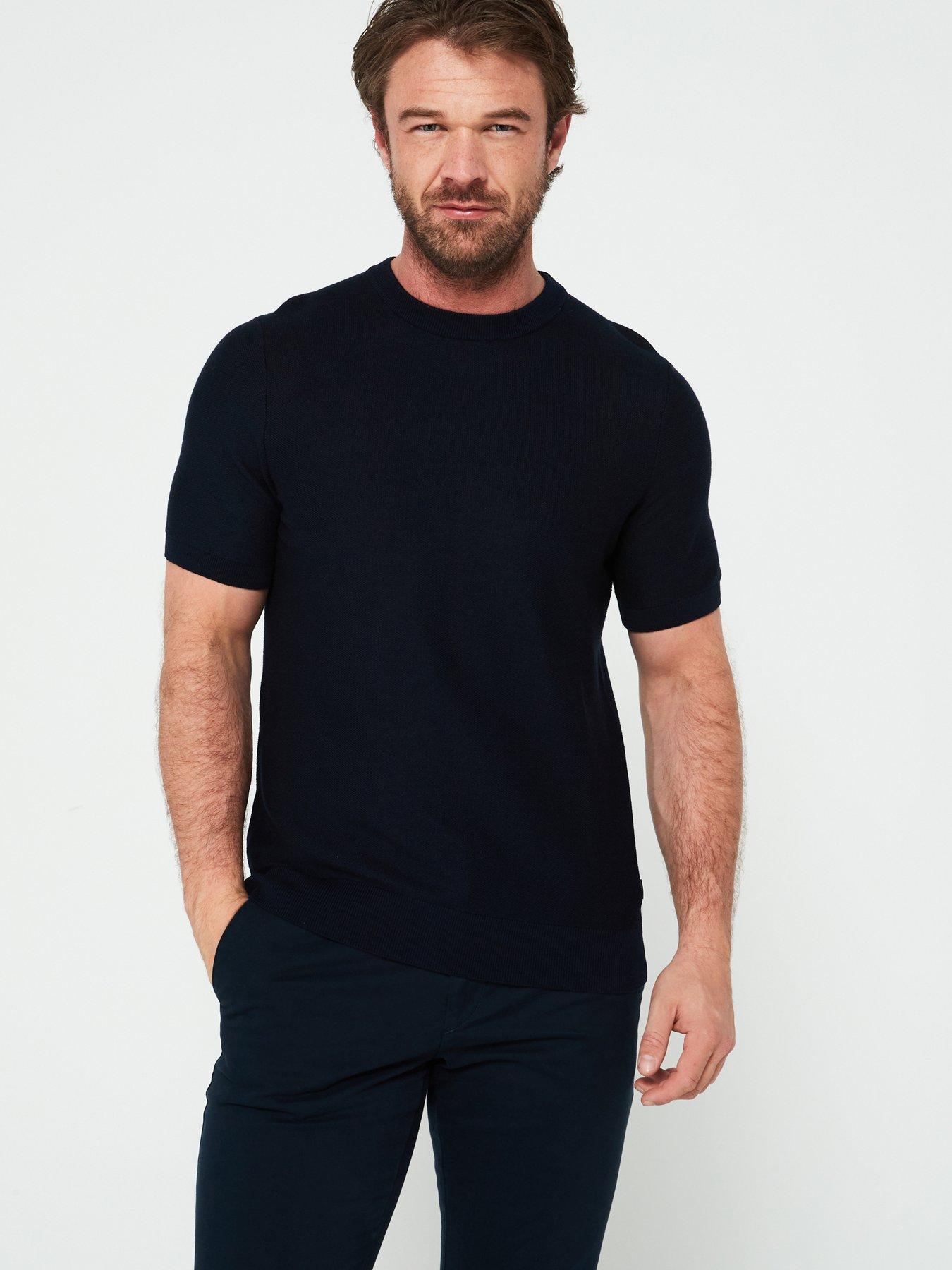undefined Tantino Regular Fit Short Sleeve Knitted Jumper - Navy