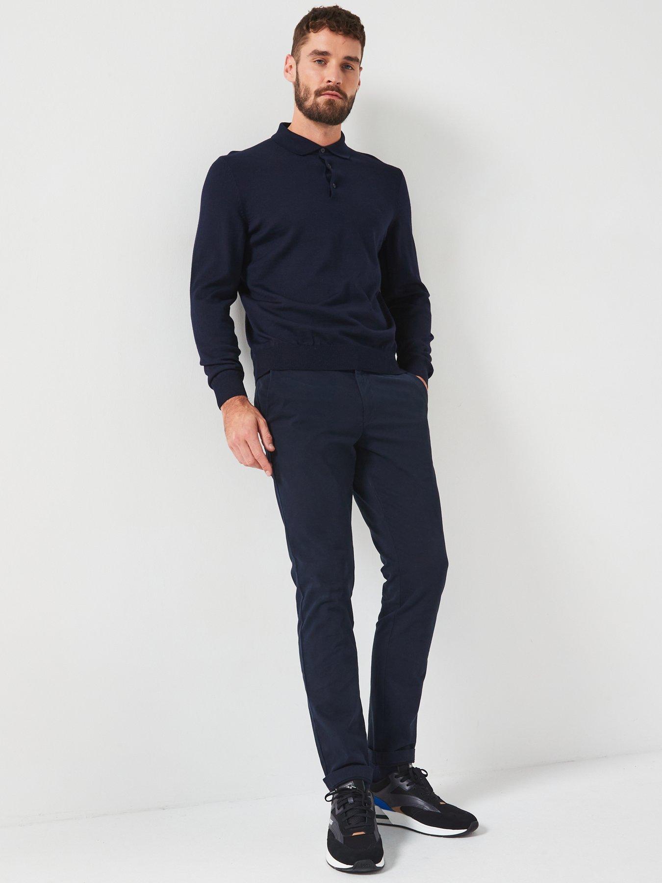 Image 3 of 4 of BOSS Bono-L Regular Fit Long Sleeve Knitted Polo - Navy
