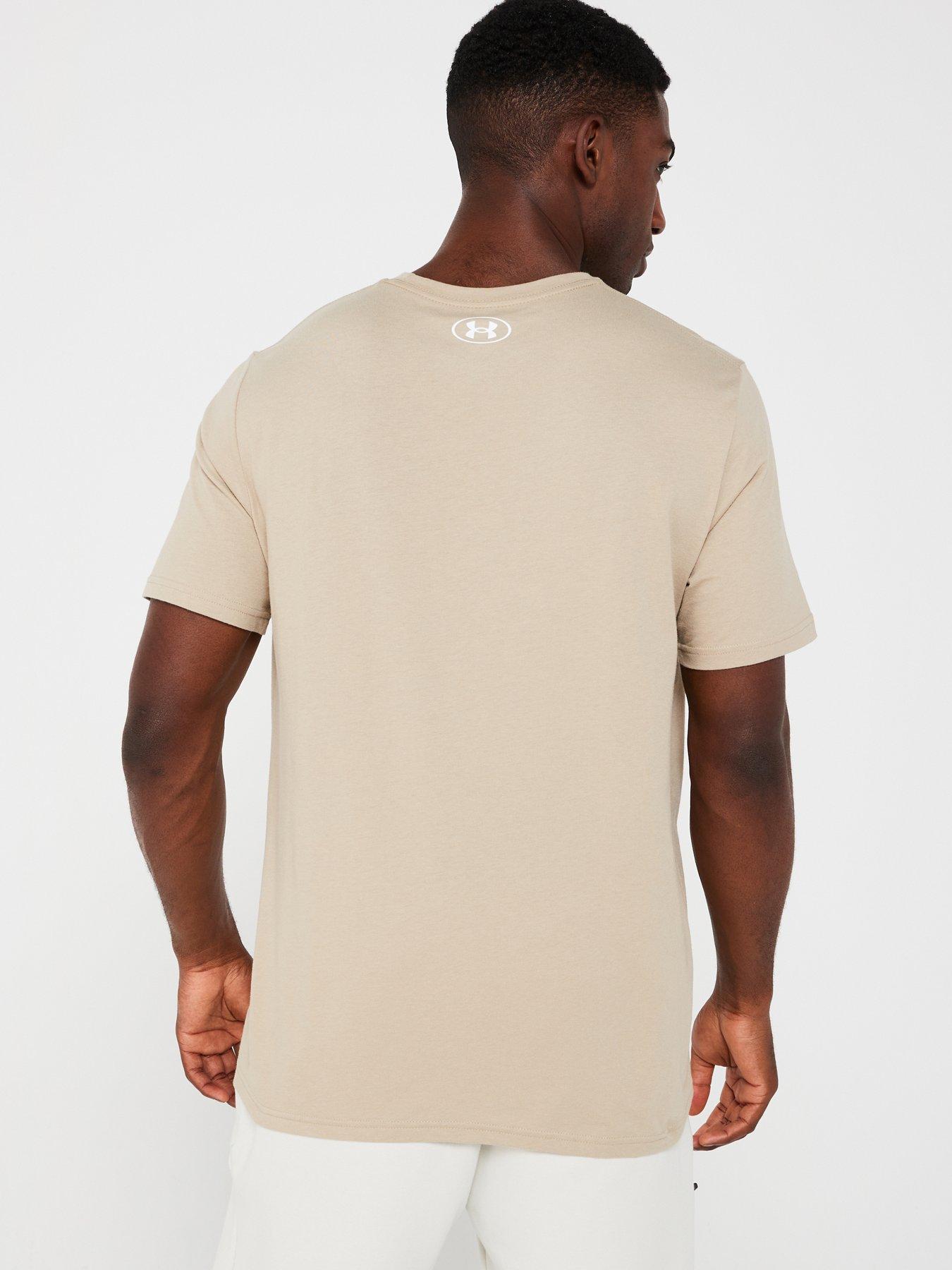 Khaki under armour t shirt best sale