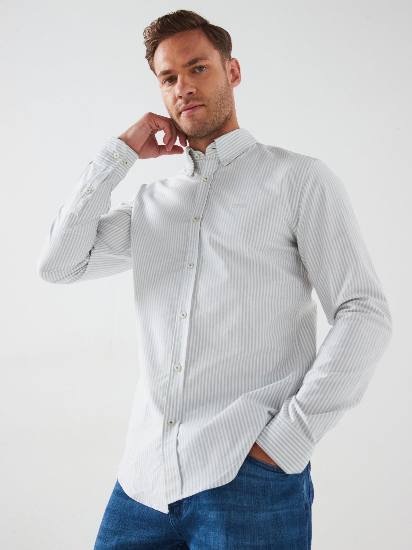 undefined Roan Slim Fit Button Down Stripe Shirt - Light Green