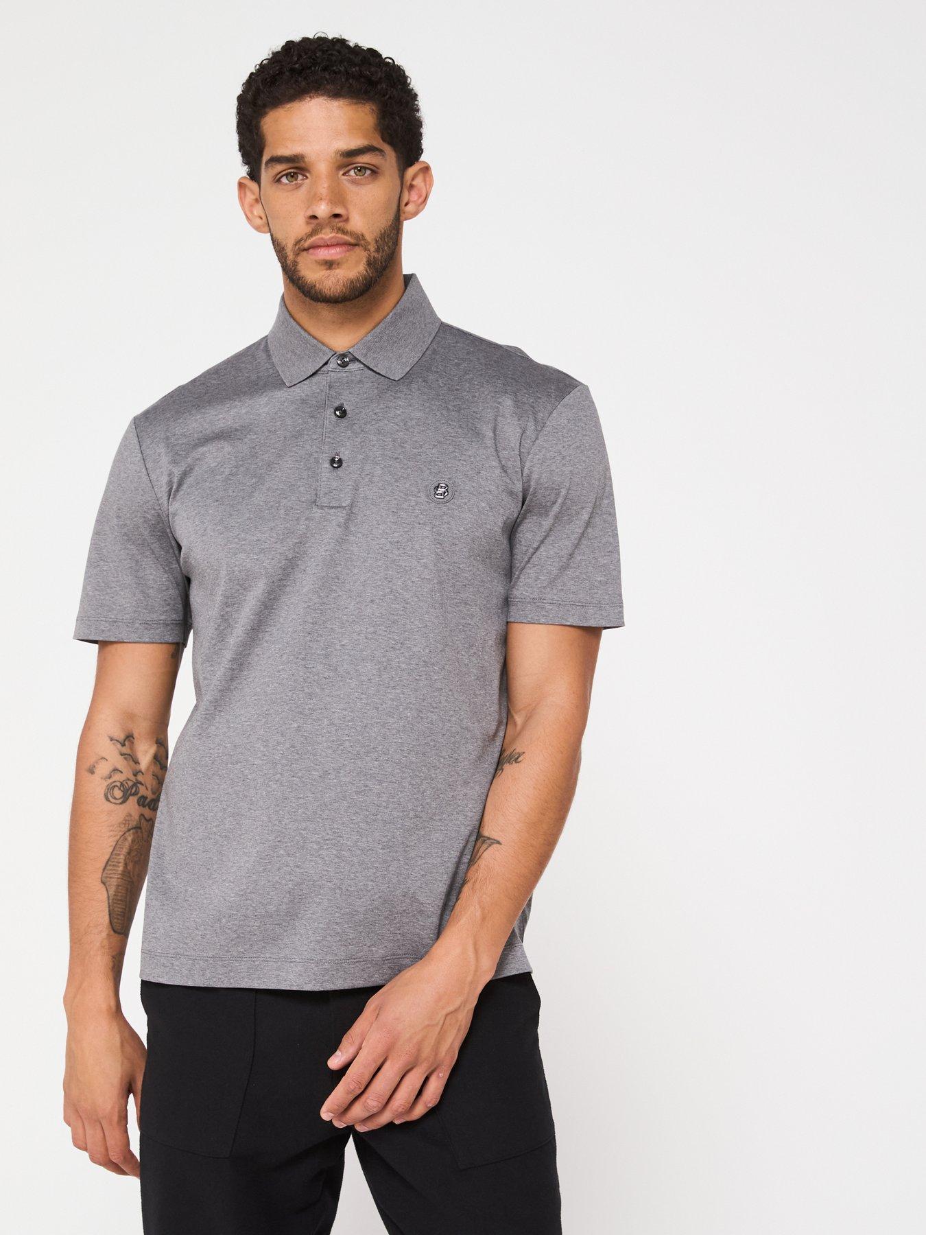 undefined C-Parris 01 Regular Fit Logo Cotton Polo Shirt - Dark Grey