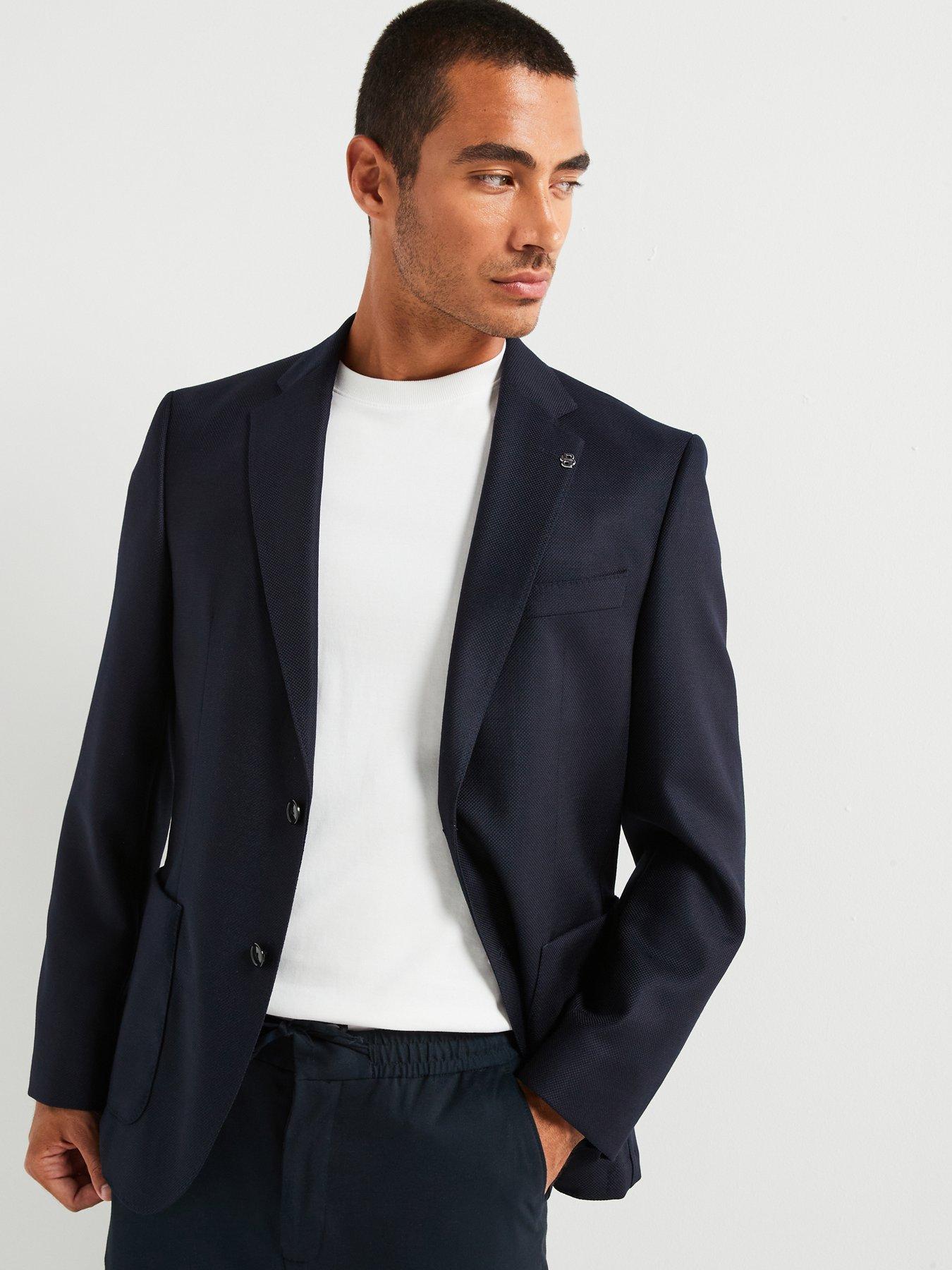 undefined H-janson-233 Regular Fit Patch Pocket Wool Blazer - Navy