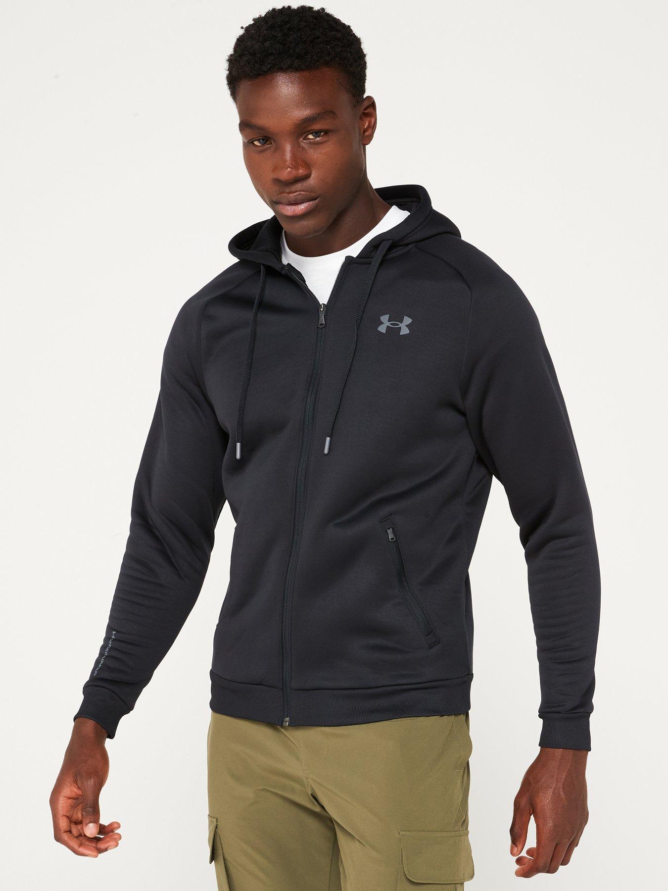 Mens Training Armour Fleece Pro Full Zip Hoodie Black