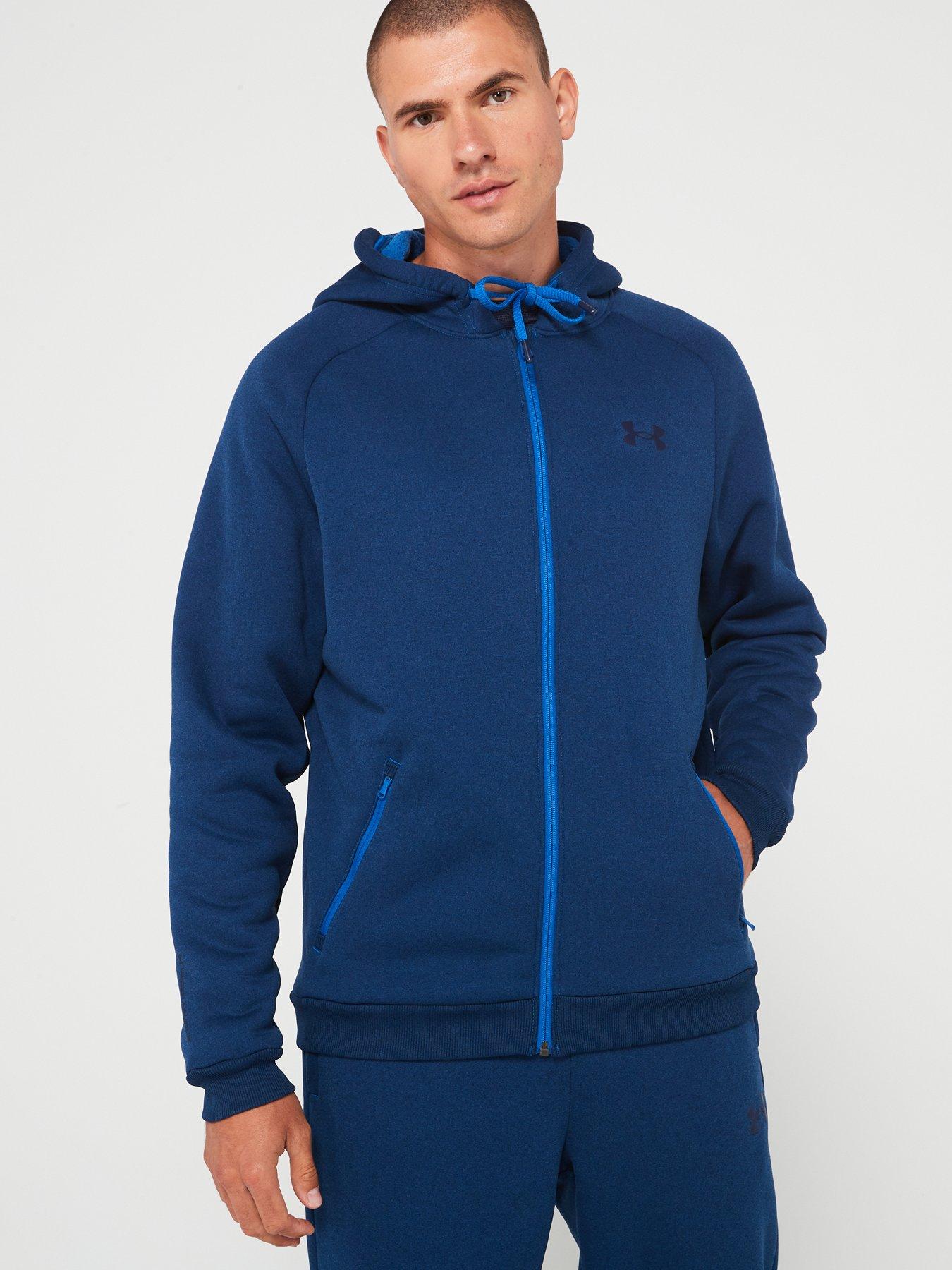 UNDER ARMOUR Mens Training Armour Fleece Pro Full Zip Hoodie - Blue, Blue, Size S, Men