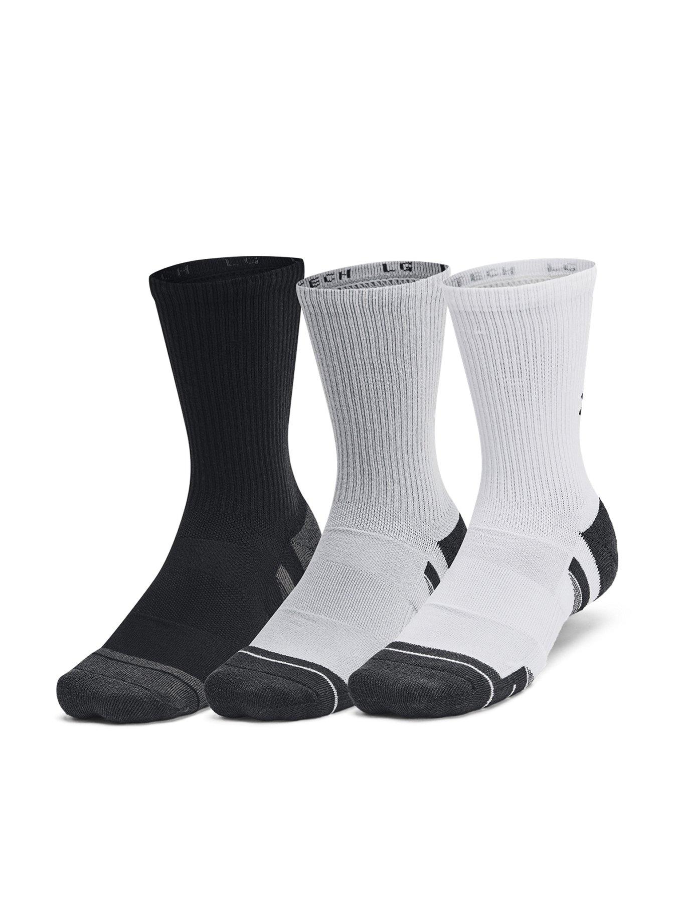 UNDER ARMOUR 6 Pack of Adult Unisex Performance Tech Crew Socks, Grey, Size M, Men