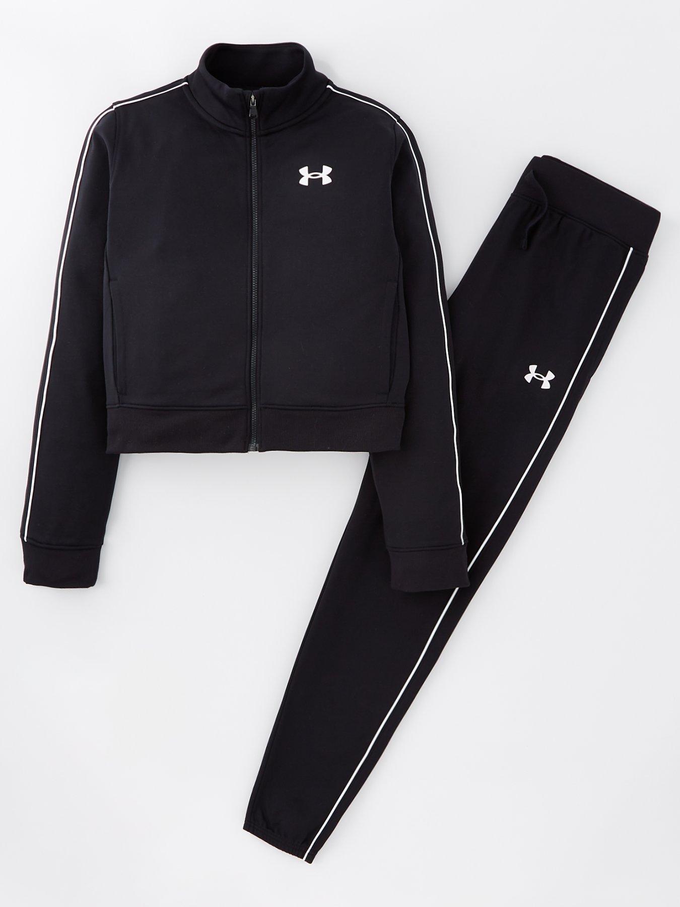 undefined Girls Training Icon Knit Crop Tracksuit - Black