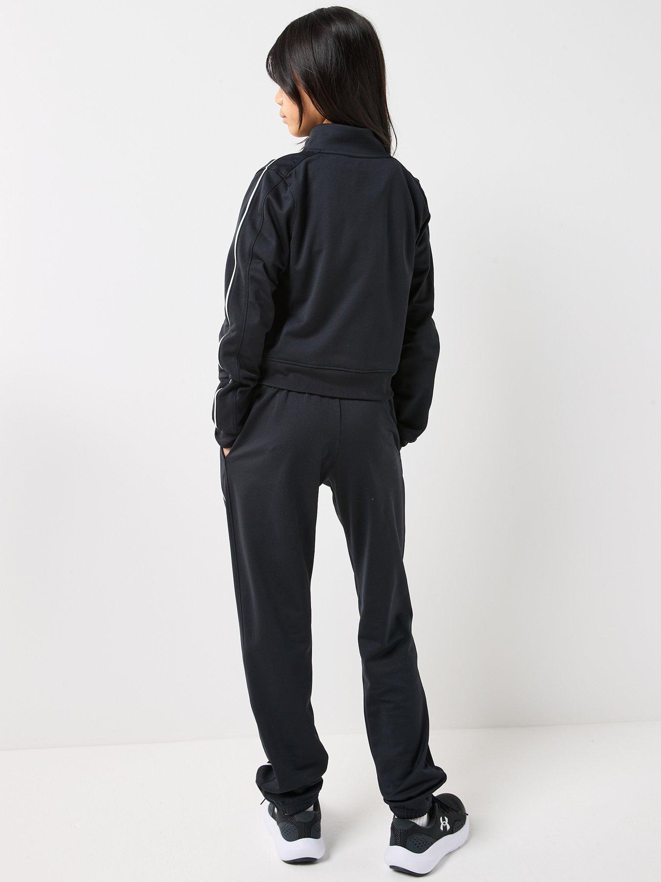 Image 2 of 6 of UNDER ARMOUR Girls Training Icon Knit Crop Tracksuit - Black