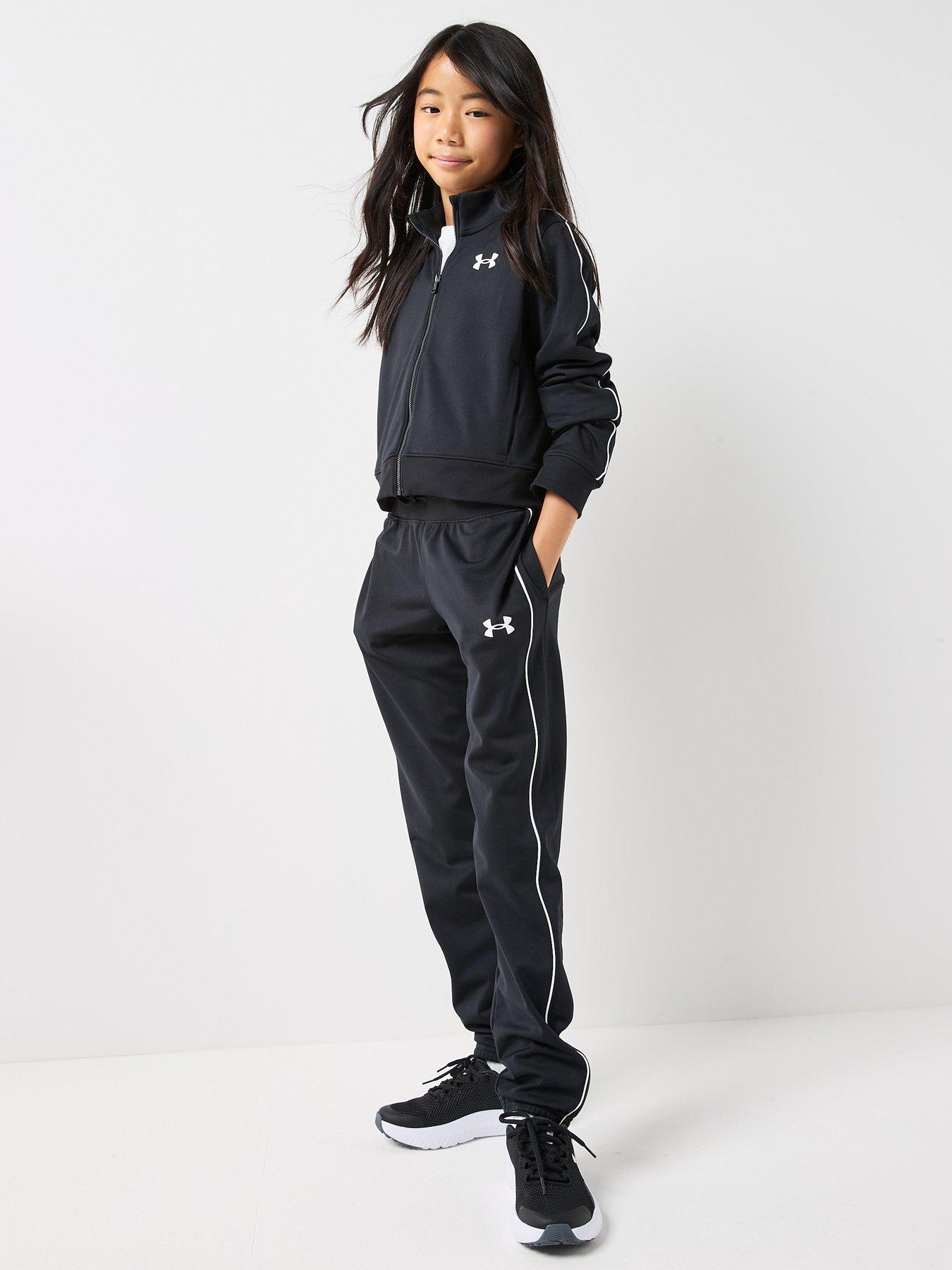 Image 5 of 6 of UNDER ARMOUR Girls Training Icon Knit Crop Tracksuit - Black