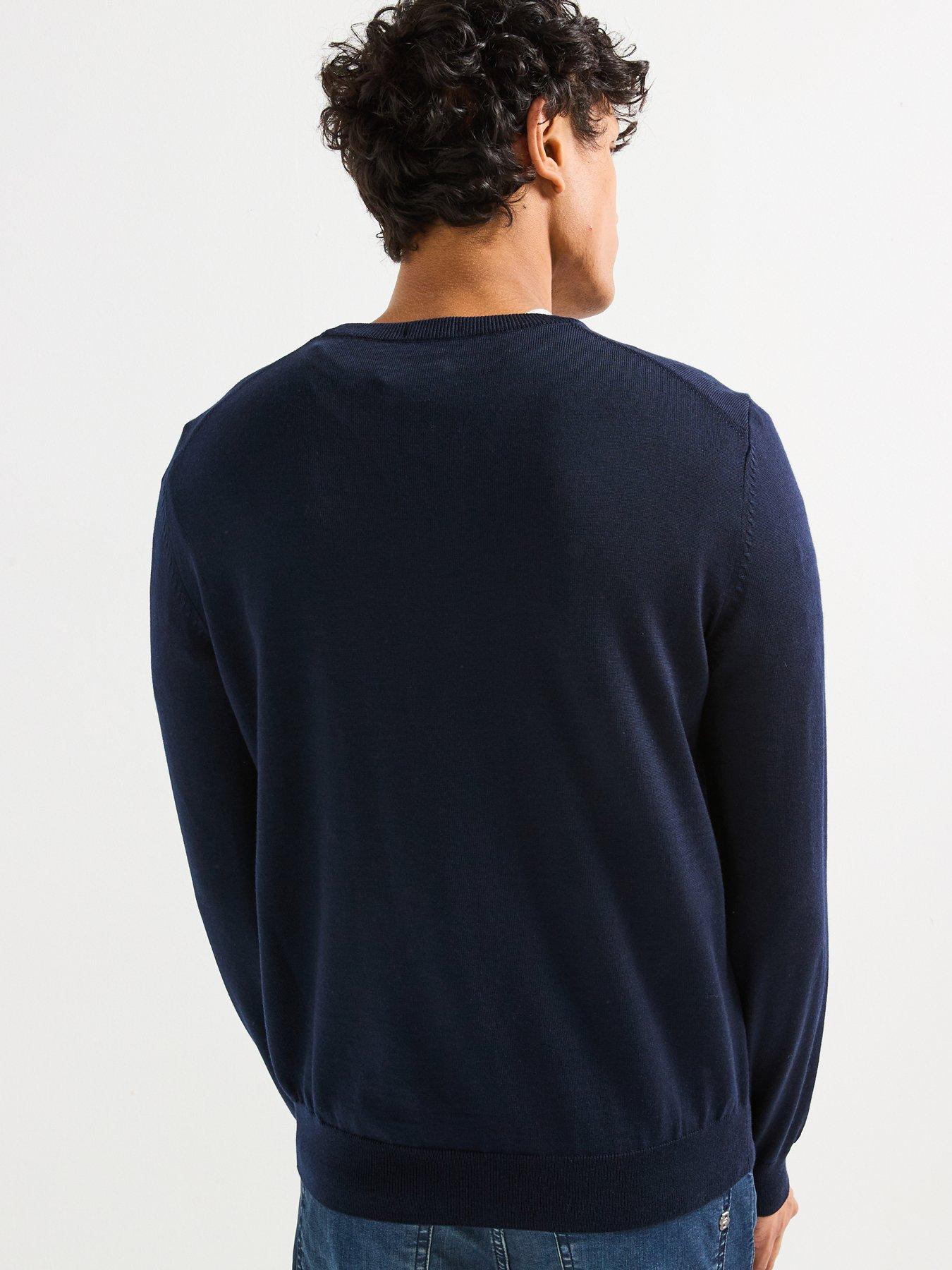 Image 2 of 6 of BOSS Baram-L Regular Fit V Neck Knitted Jumper - Navy