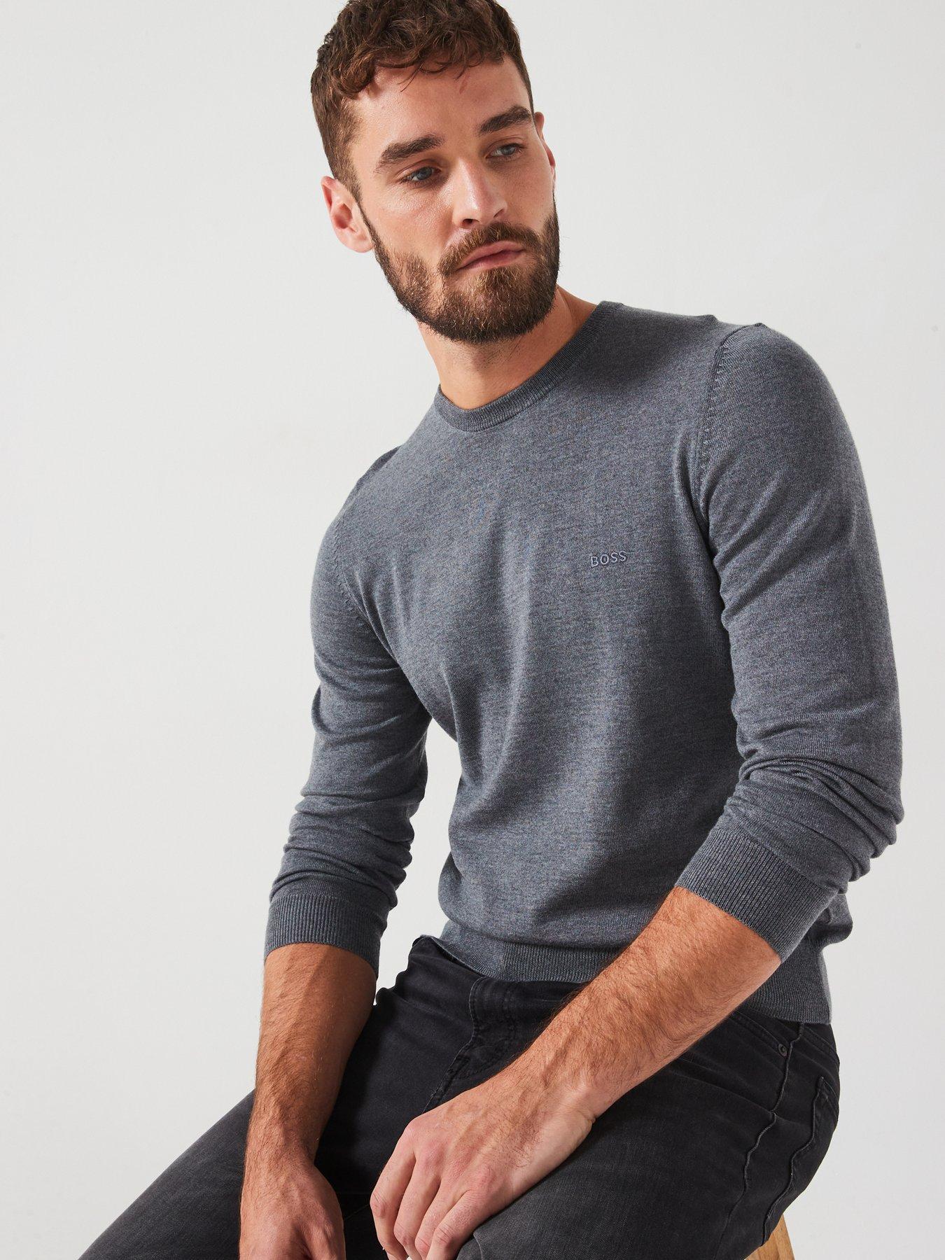 Image 4 of 6 of BOSS Botto-L Regular Fit Crew Knitted Jumper - Dark Grey