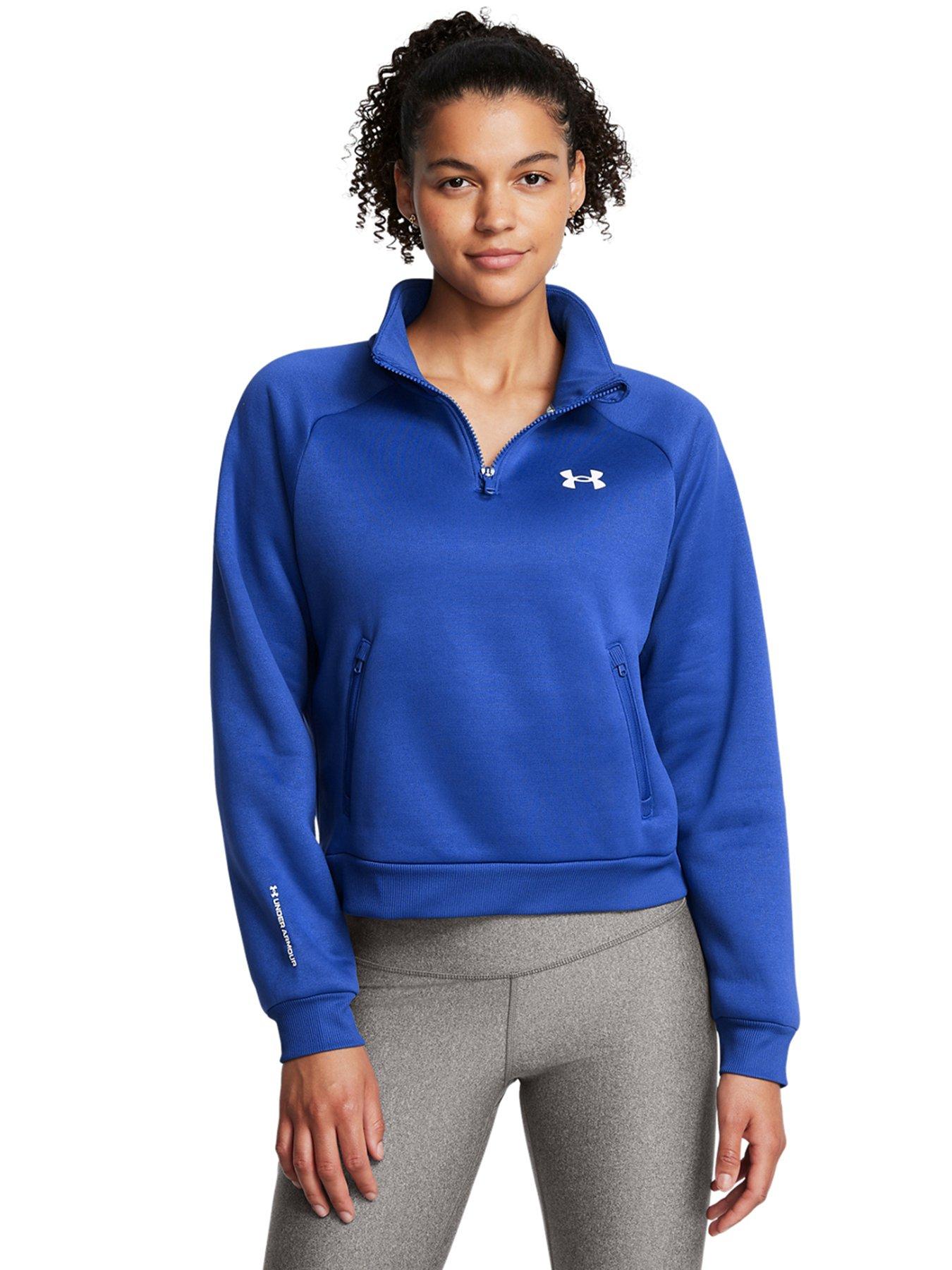 UNDER ARMOUR Womens Training Armour Fleece Pro Half Zip - Blue, Blue, Size S, Women