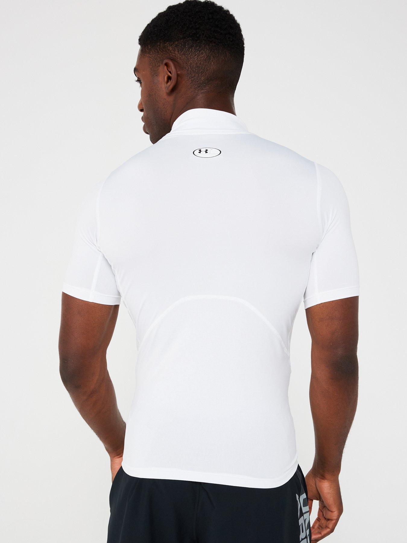 Image 2 of 5 of UNDER ARMOUR Mens Training Heat Gear Armour Comp Mock Top - White