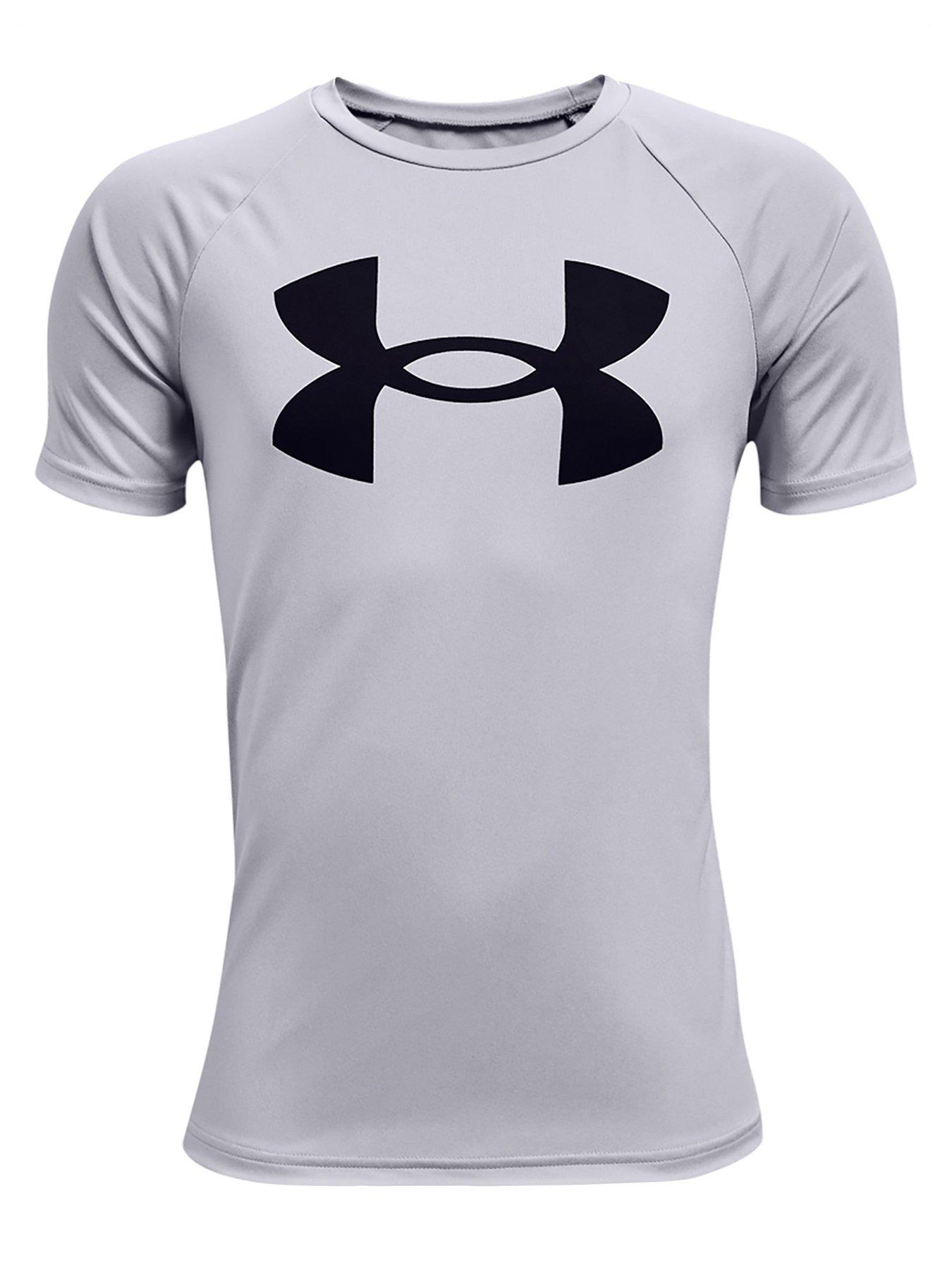 undefined Boys Training Tech Big Logo T-Shirt - Grey