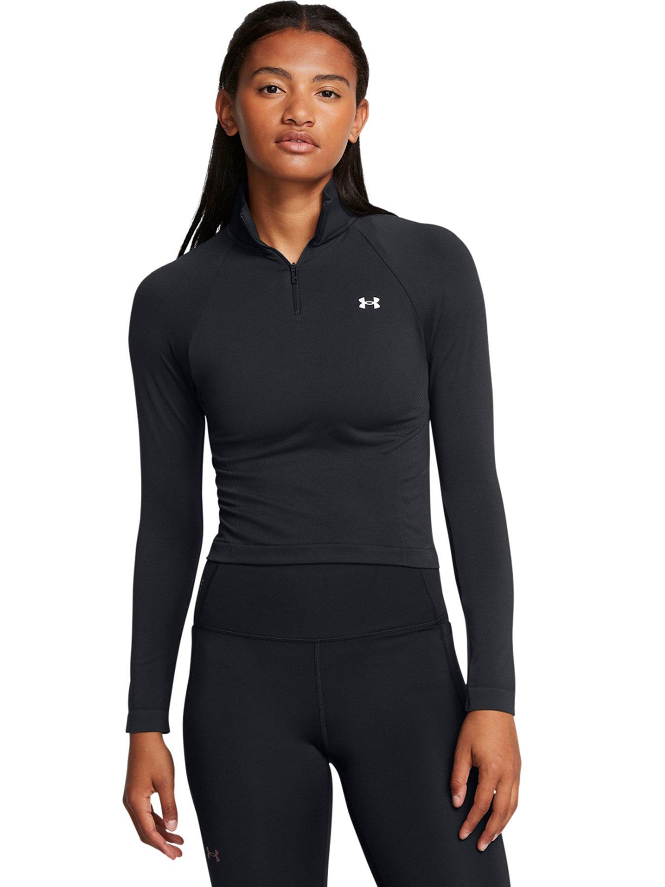 undefined Womens Training Vanish Seamless 1/4 Zip Crop - Black