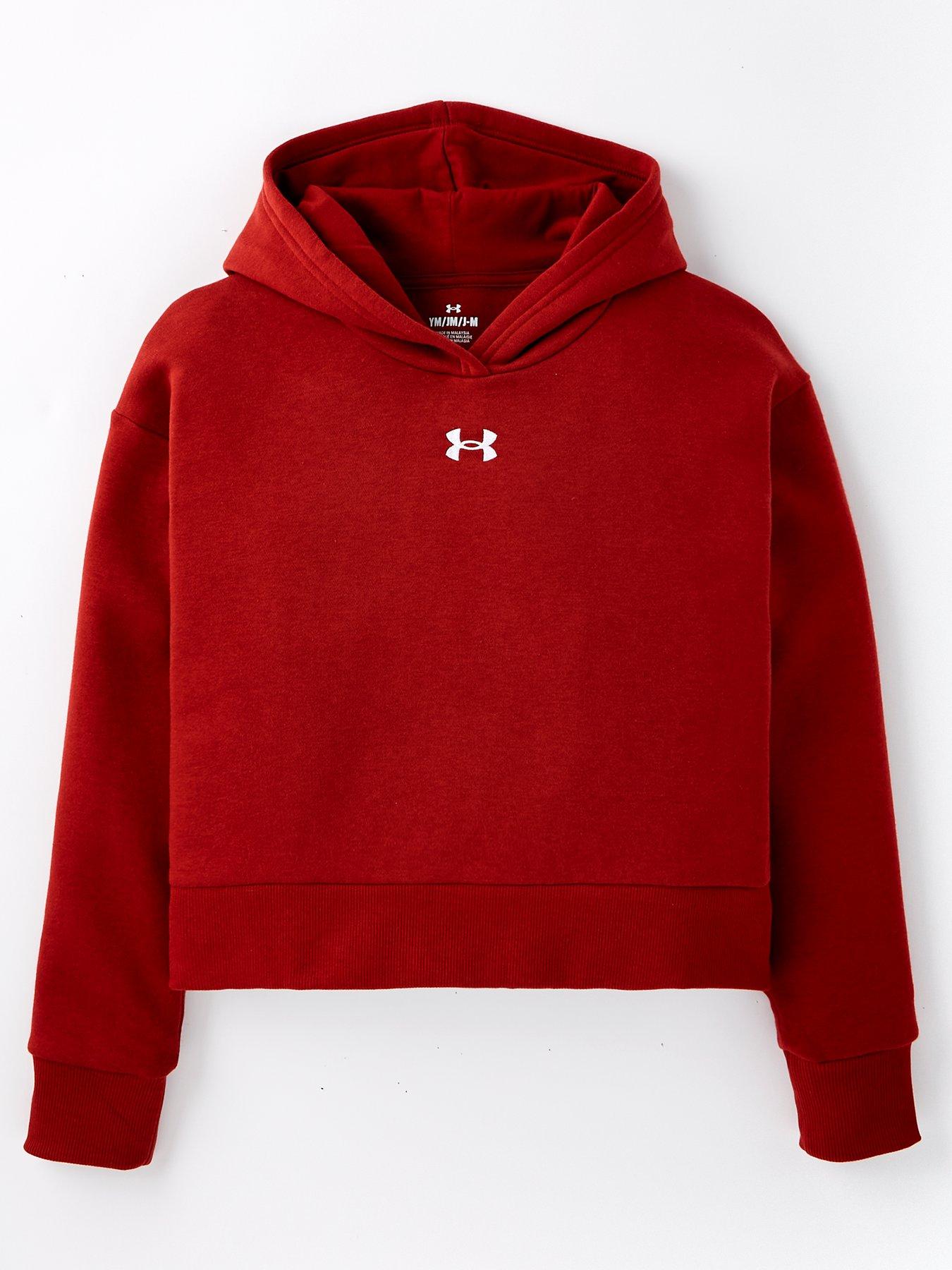undefined Girls Training Rival Fleece Crop Hoodie - Brown