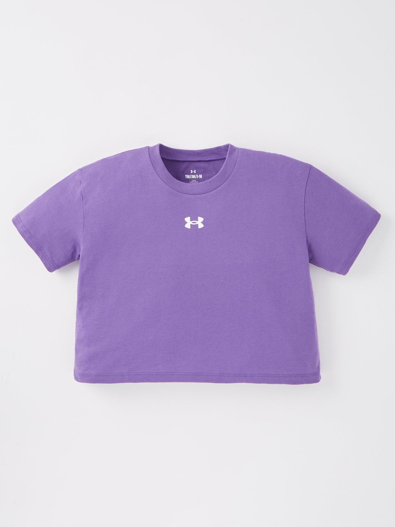 UNDER ARMOUR Girls Training Crop Sportstyle Logo T-Shirt Purple