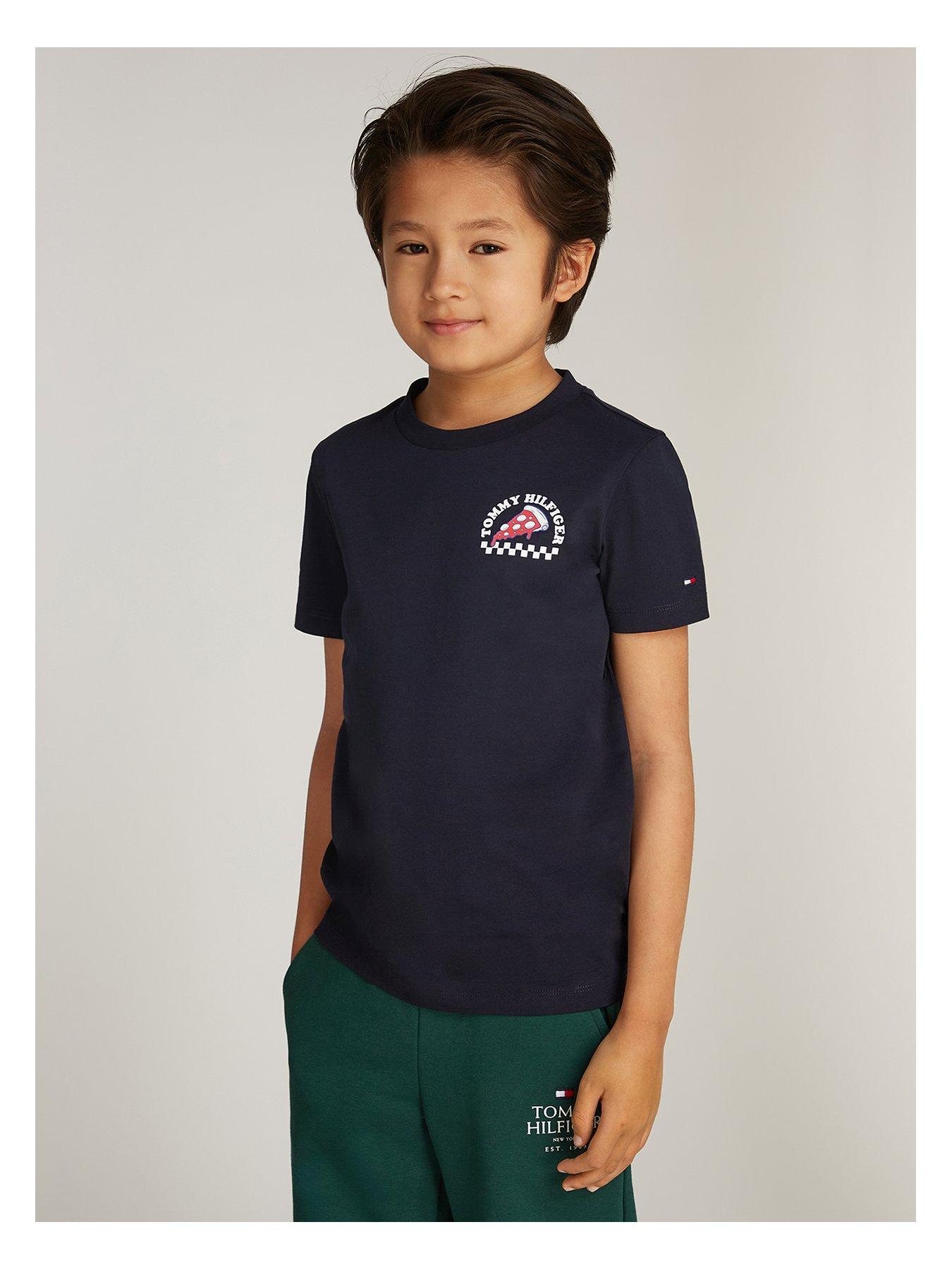 undefined Boys Fun Pizza Print Short Sleeve T-Shirt - Navy