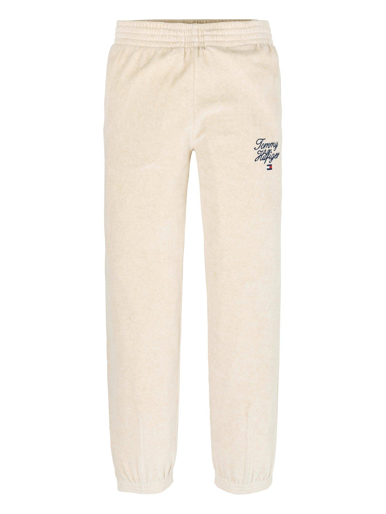 undefined Girls Script Velour Pant - Dark Cream