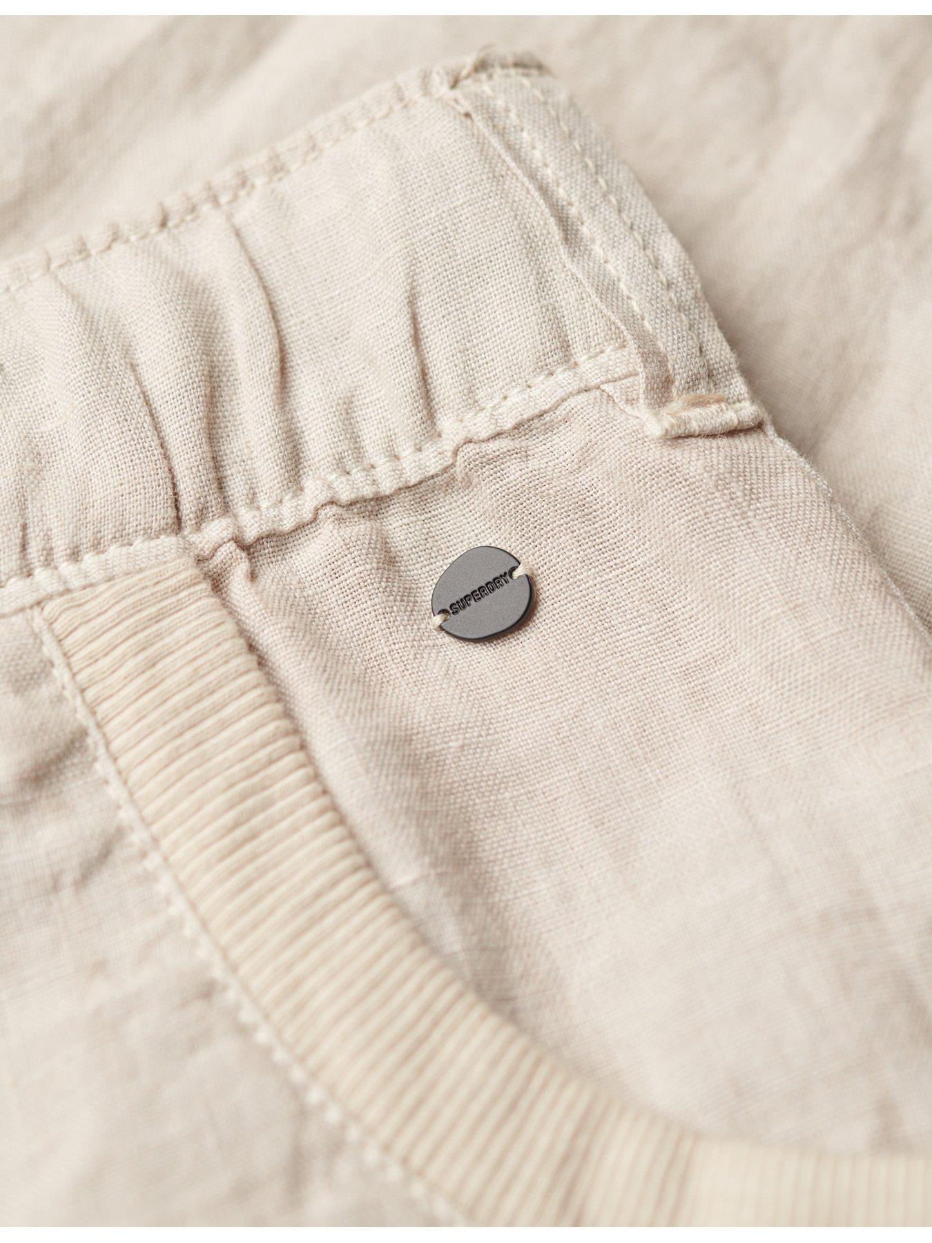 Superdry Linen Low Rise Pants - Beige | Very.co.uk