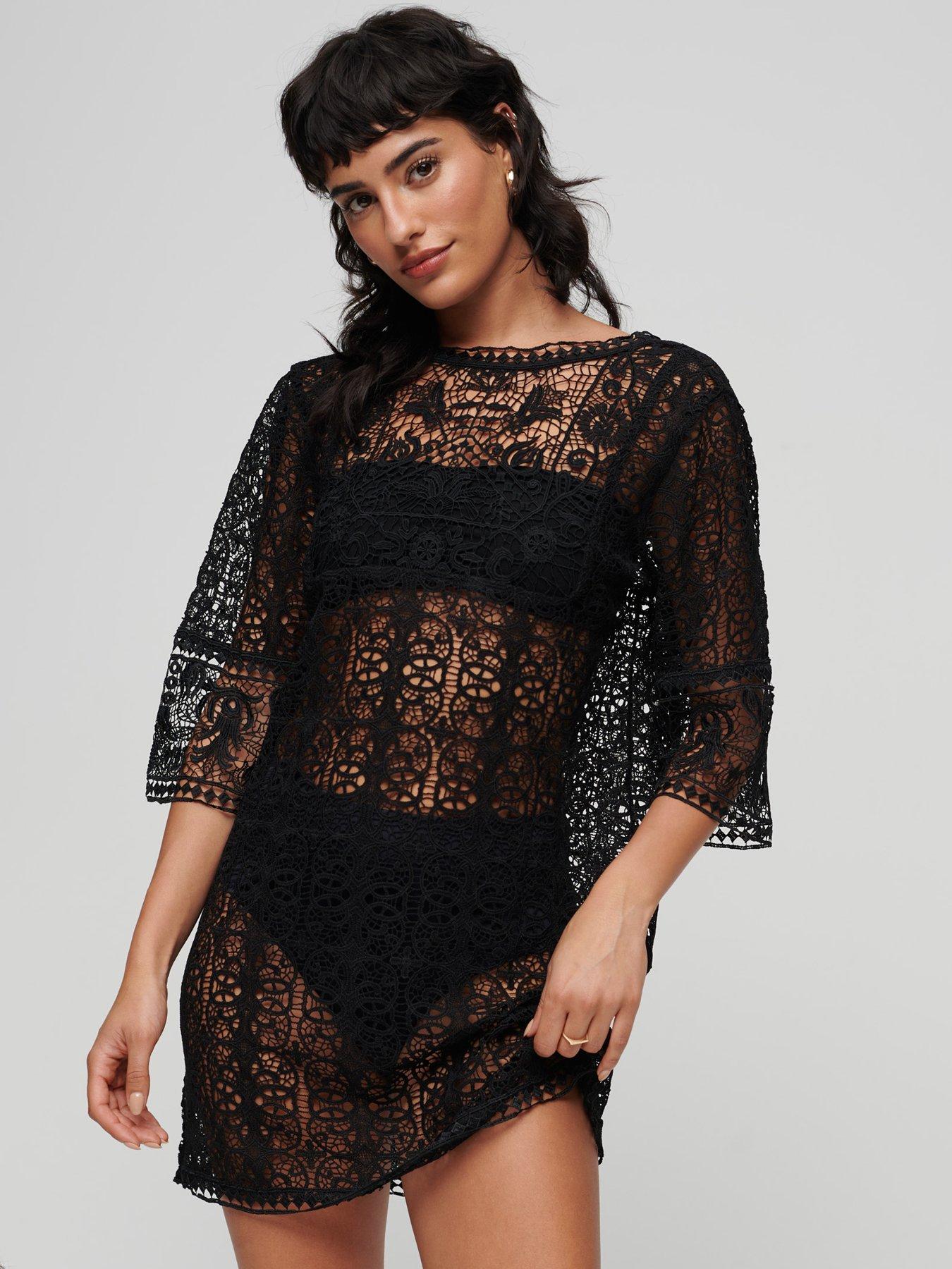 Black sequin beach cover up best sale