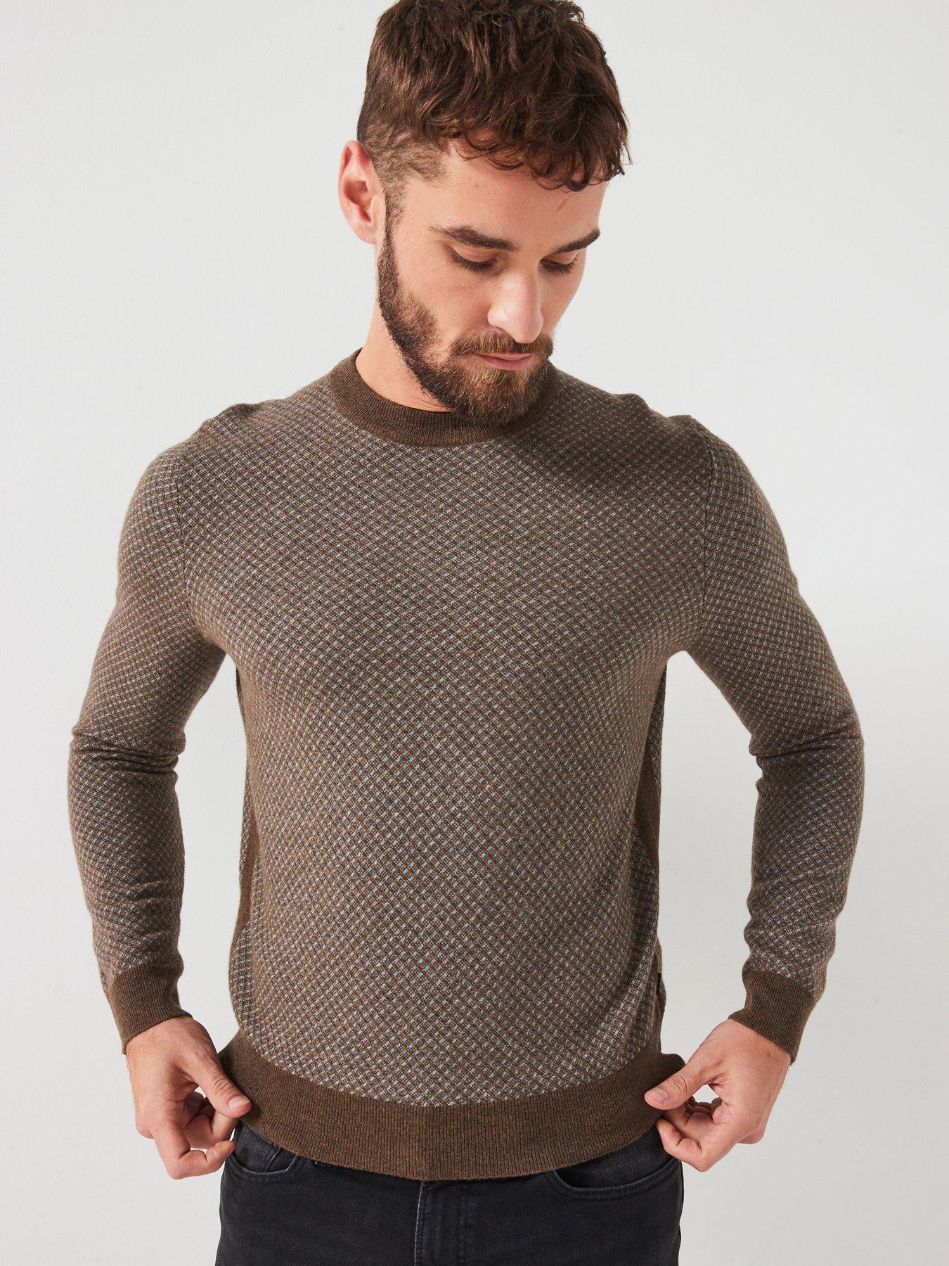 BOSS H-Eltoro Regular Fit Pattern Knitted Jumper Brown Very