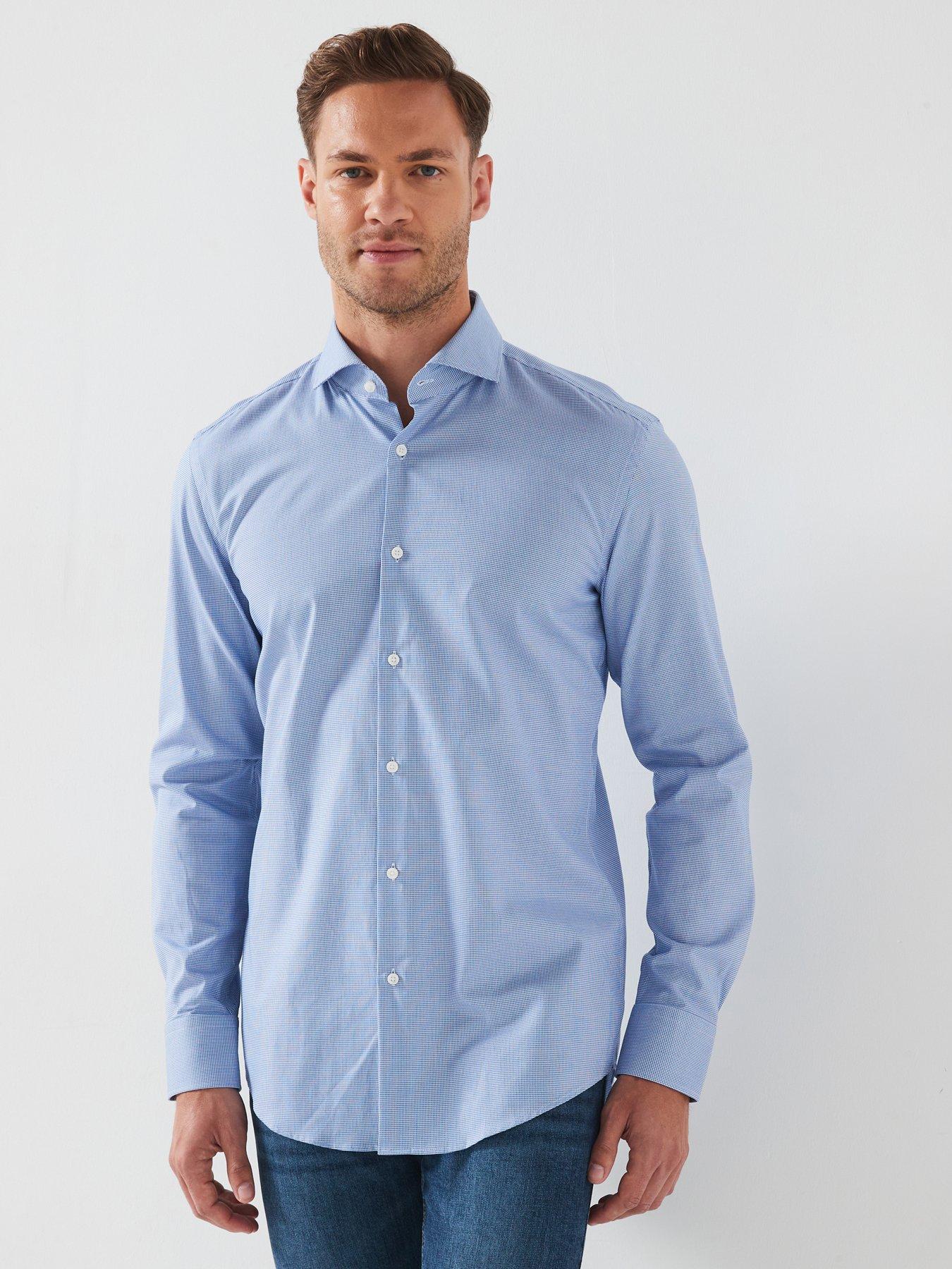 undefined H-Hank-Slim Fit Mico Pattern Shirt - Blue