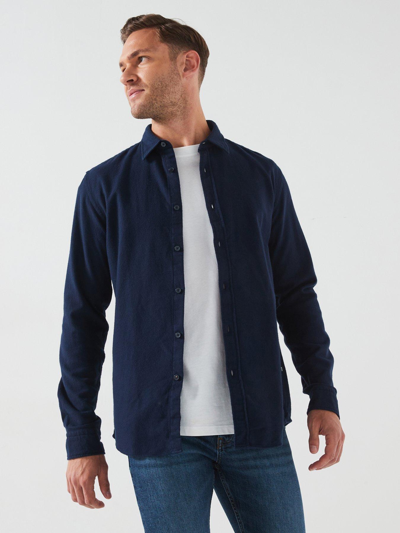 undefined C-Roan Slim Fit Brush Cotton Shirt - Navy