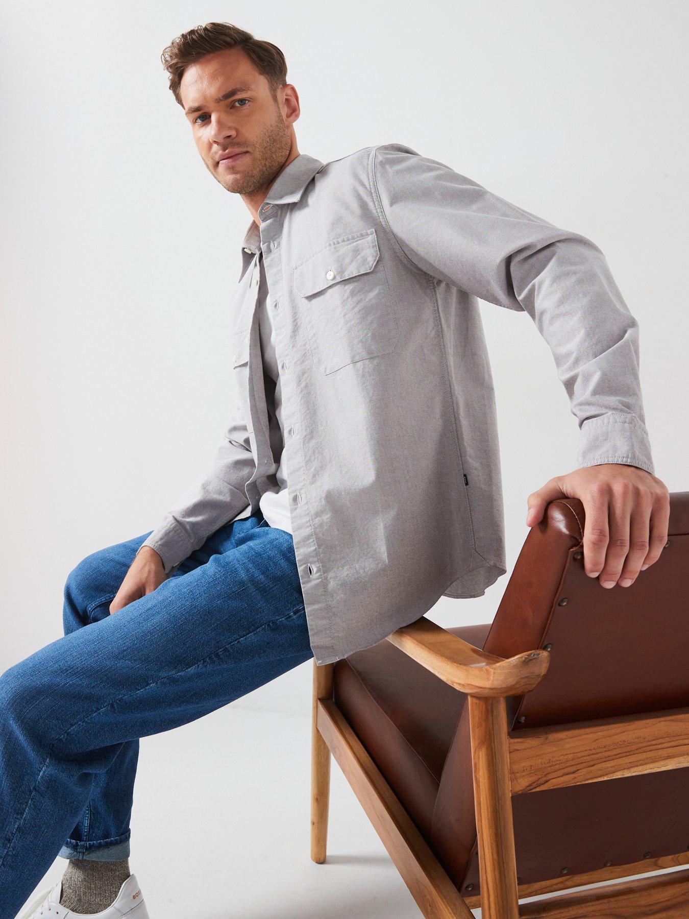 Image 4 of 6 of BOSS H-Liam Regular Fit Double Pocket Shirt - Brown