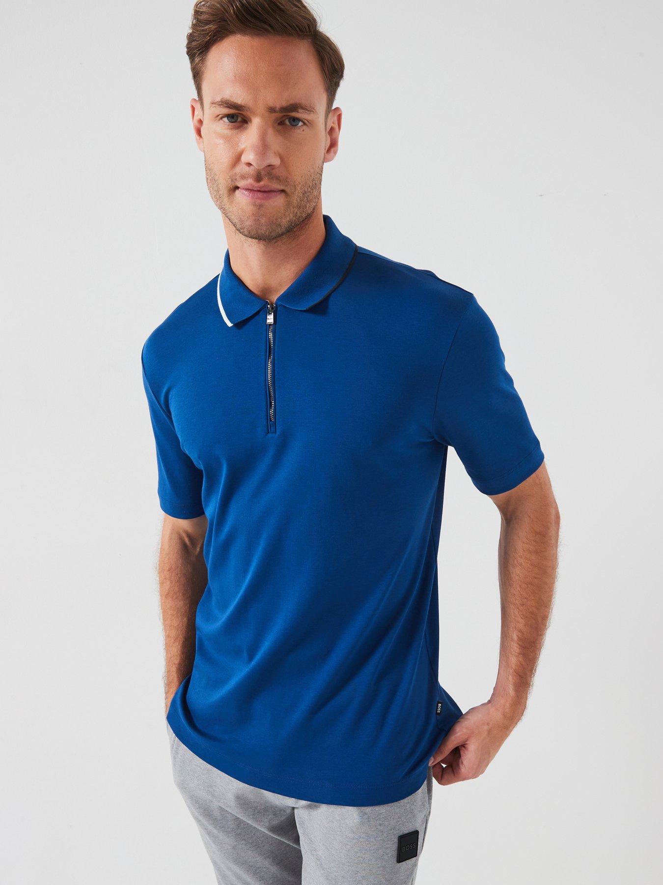 undefined C-Paras 30 Regular Fit 1/4 Zip Polo Shirt - Blue