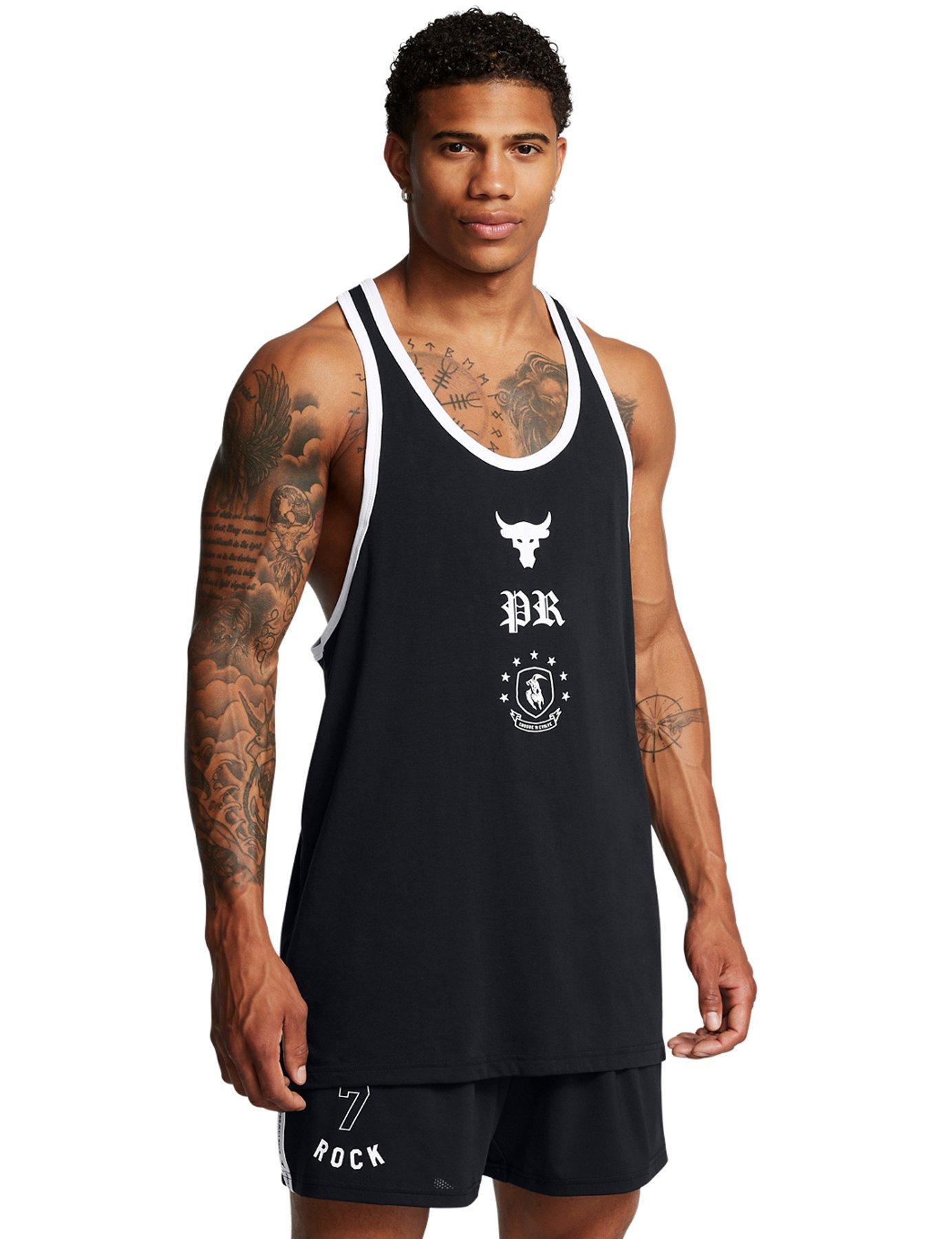 UNDER ARMOUR Mens Training Project Rock Racer Tank Black Very